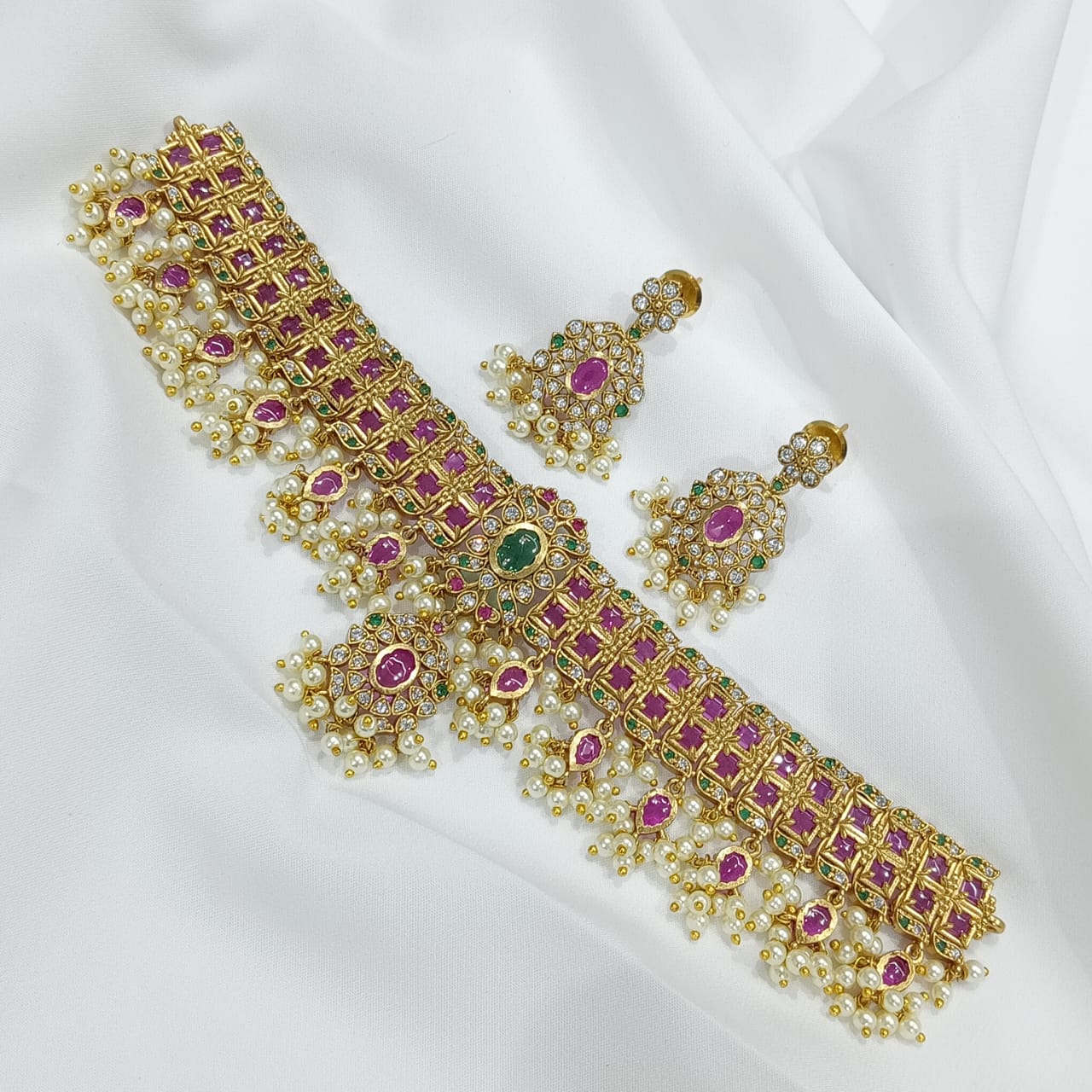 Jadau Bridal Choker Necklace - Aloro Jewels