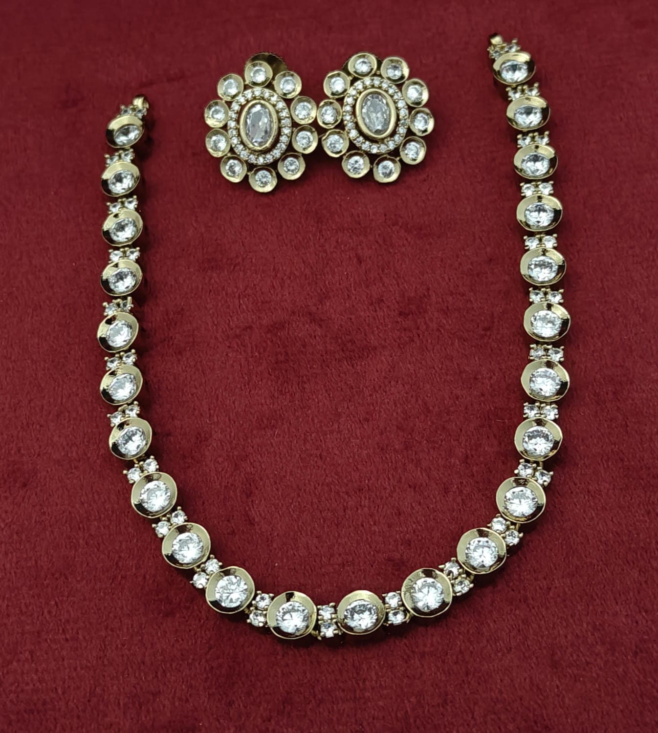 Mossinate Diamond Kundan Necklace Single Layer - Aloro Jewels
