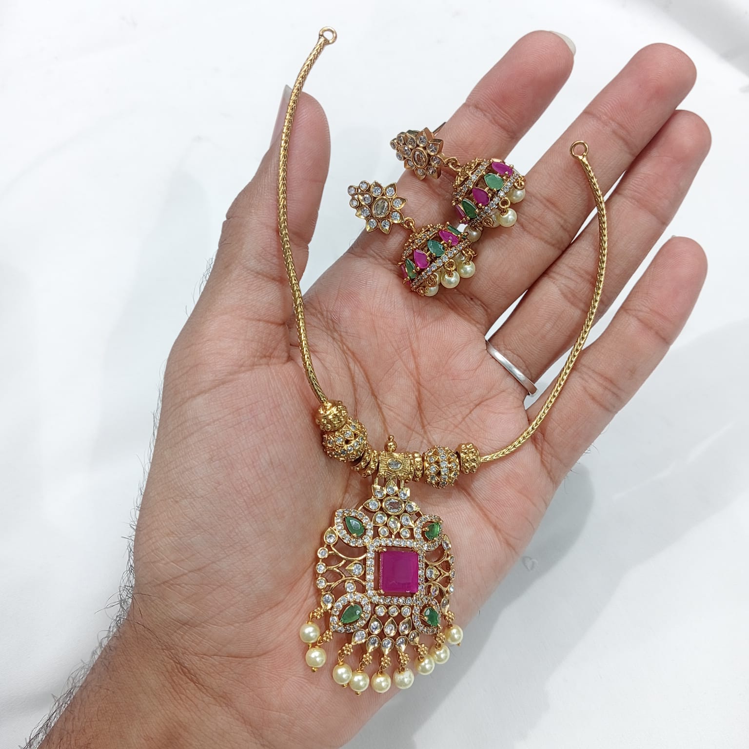 Gold Plated Diamond Look Necklace - Aloro Jewels