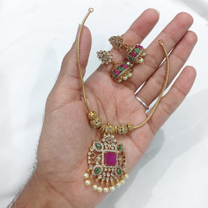 Gold Plated Diamond Look Necklace - Aloro Jewels