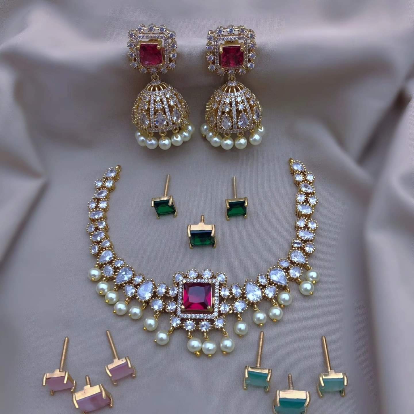 Mossinate Diamond Necklace With Changeable Stones - Aloro Jewels