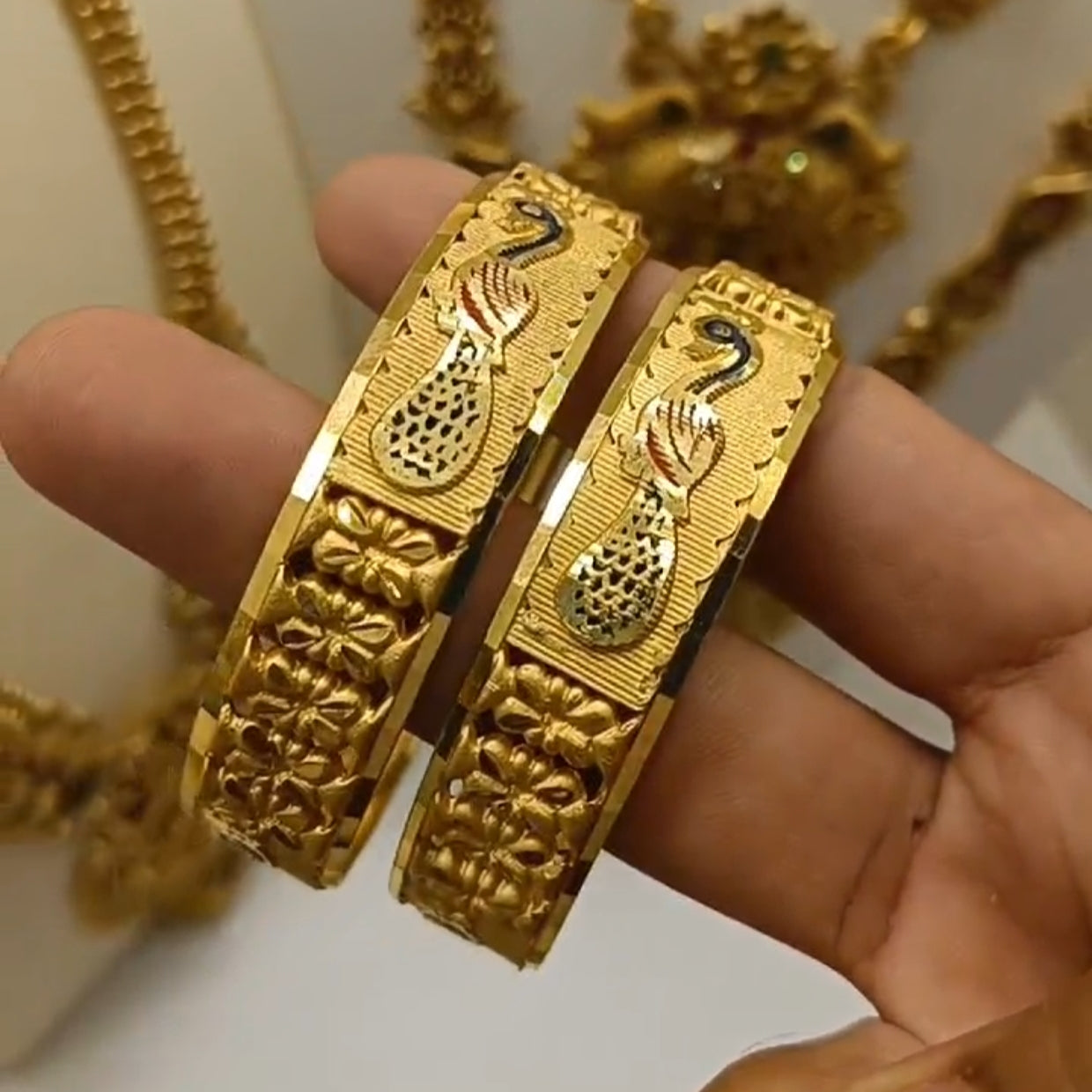 Peacock Meena Kangan - Aloro Jewels