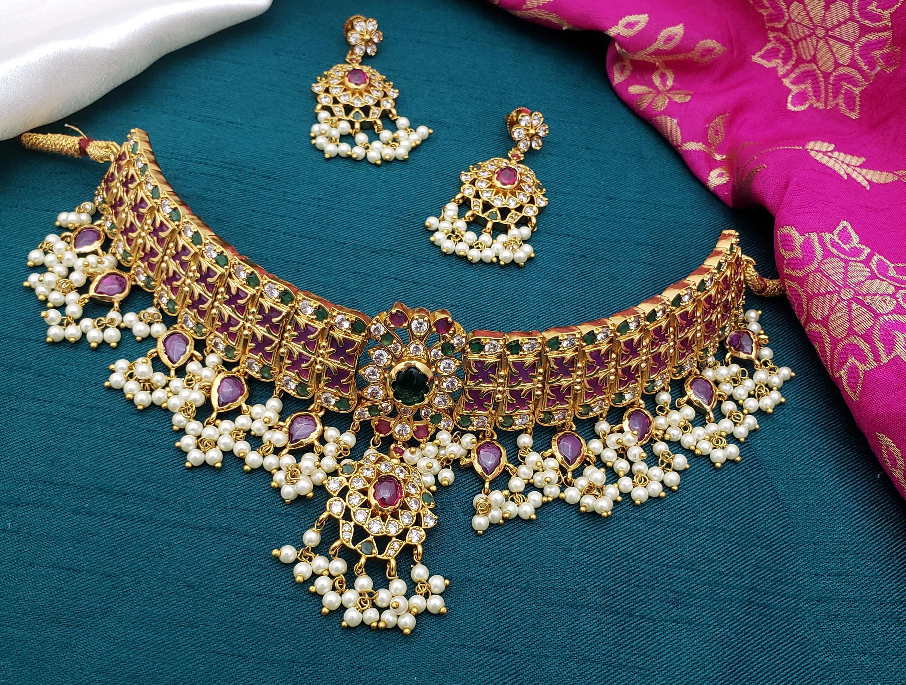 Jadau Bridal Choker Necklace - Aloro Jewels
