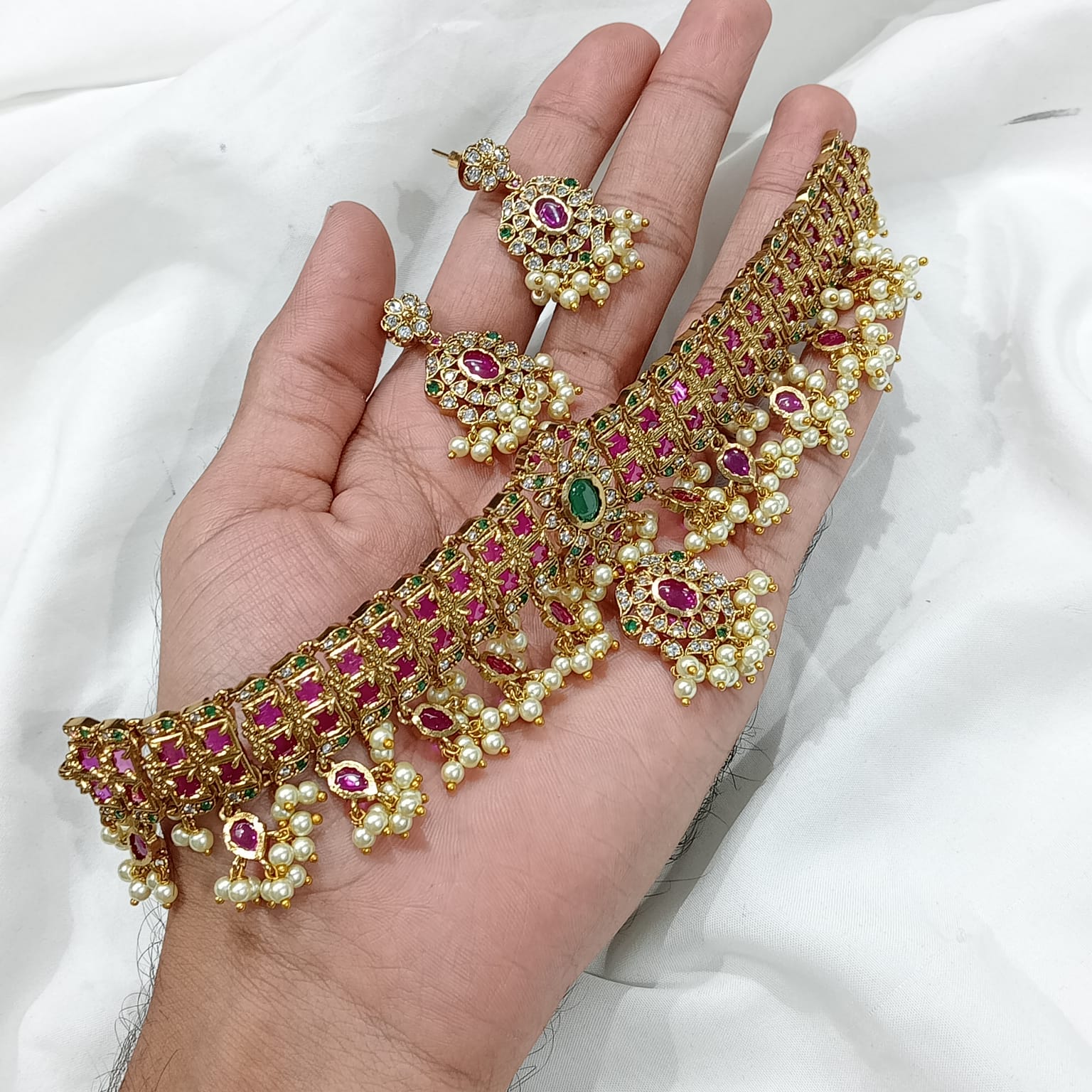Jadau Bridal Choker Necklace - Aloro Jewels