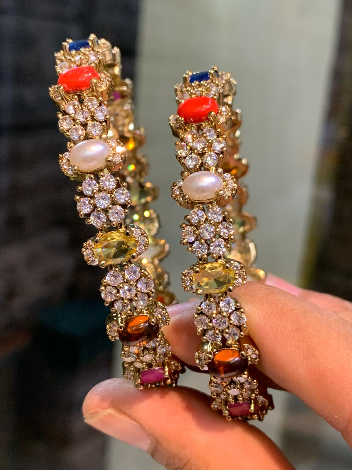 Naurattan Style Kangan - Aloro Jewels