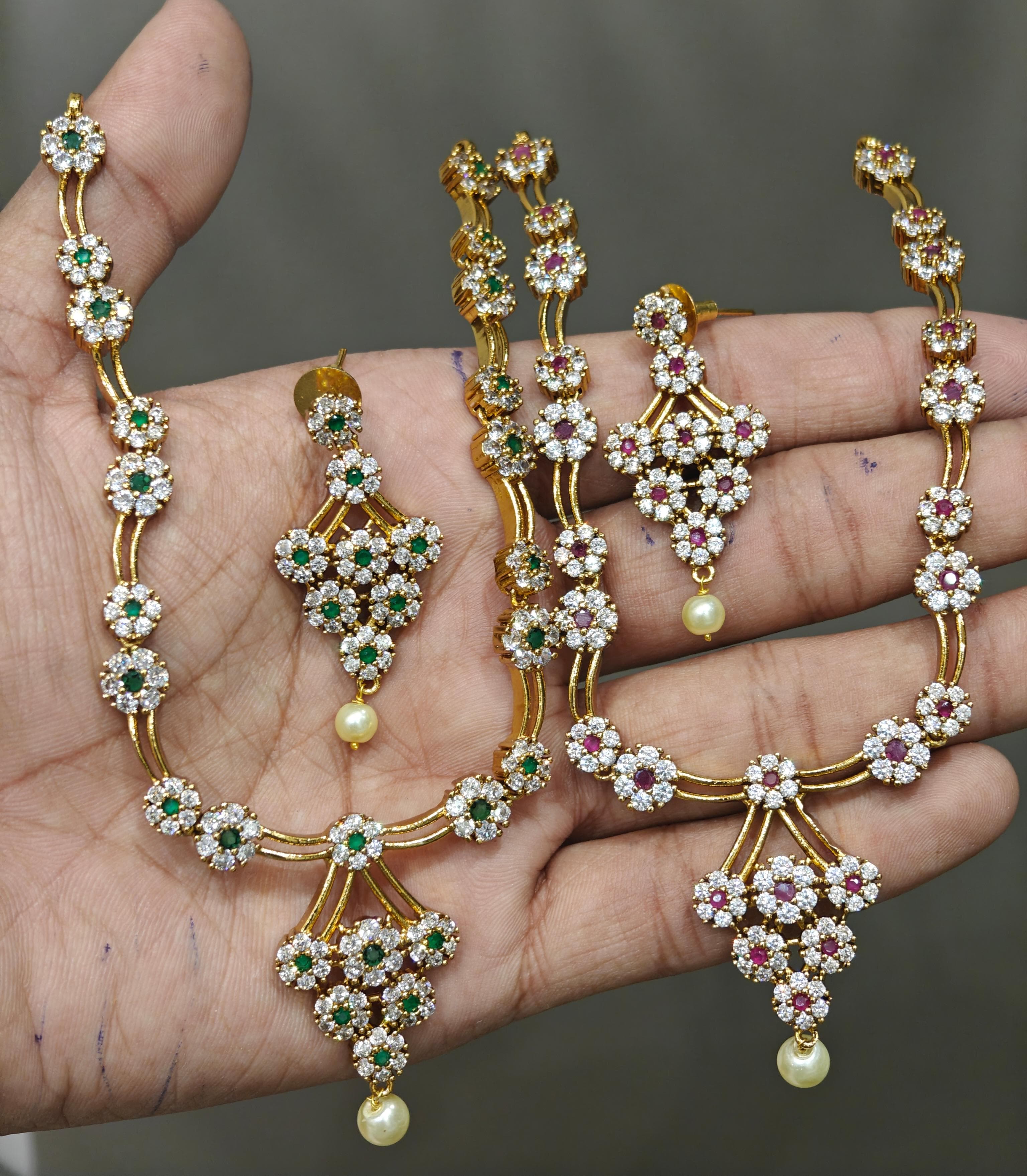 Gold Plated Statement Diamond Necklace - Aloro Jewels