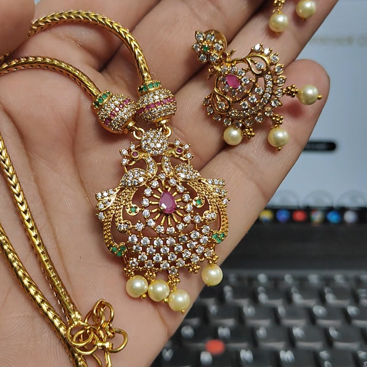 Moorni'' Peacock Chain Style Necklace - Aloro Jewels