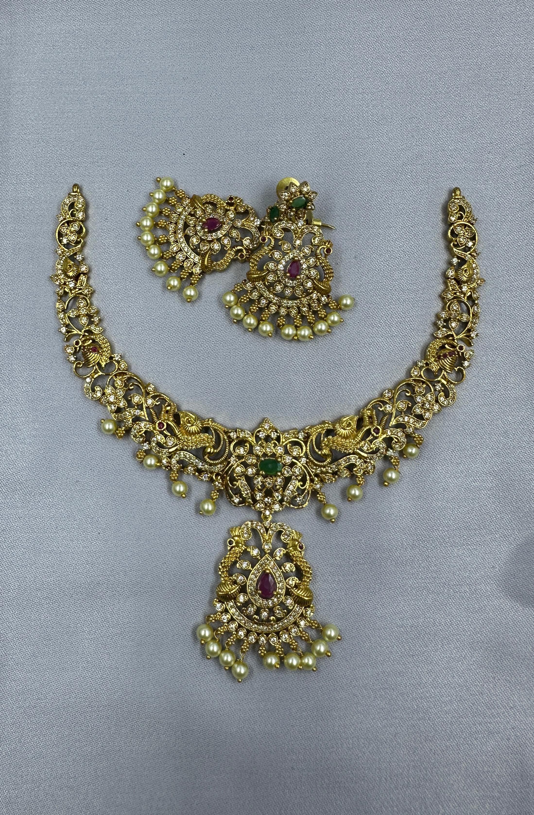 Shahi Mor Necklace Set - Aloro Jewels