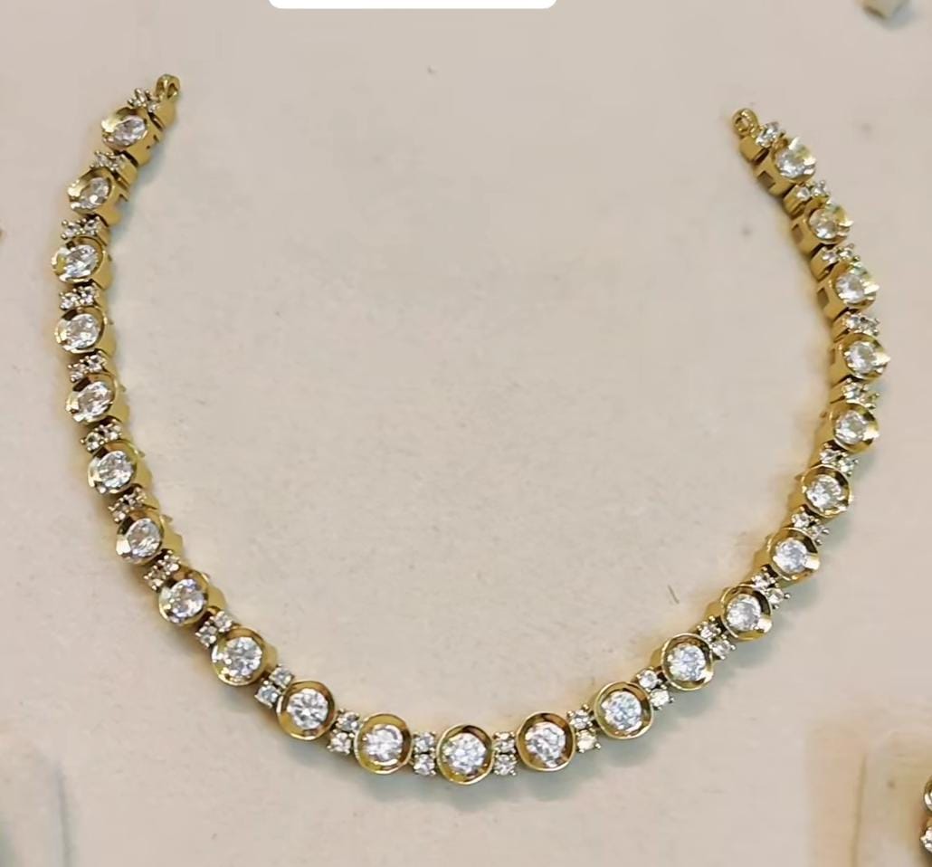 Mossinate Diamond Kundan Necklace Single Layer - Aloro Jewels