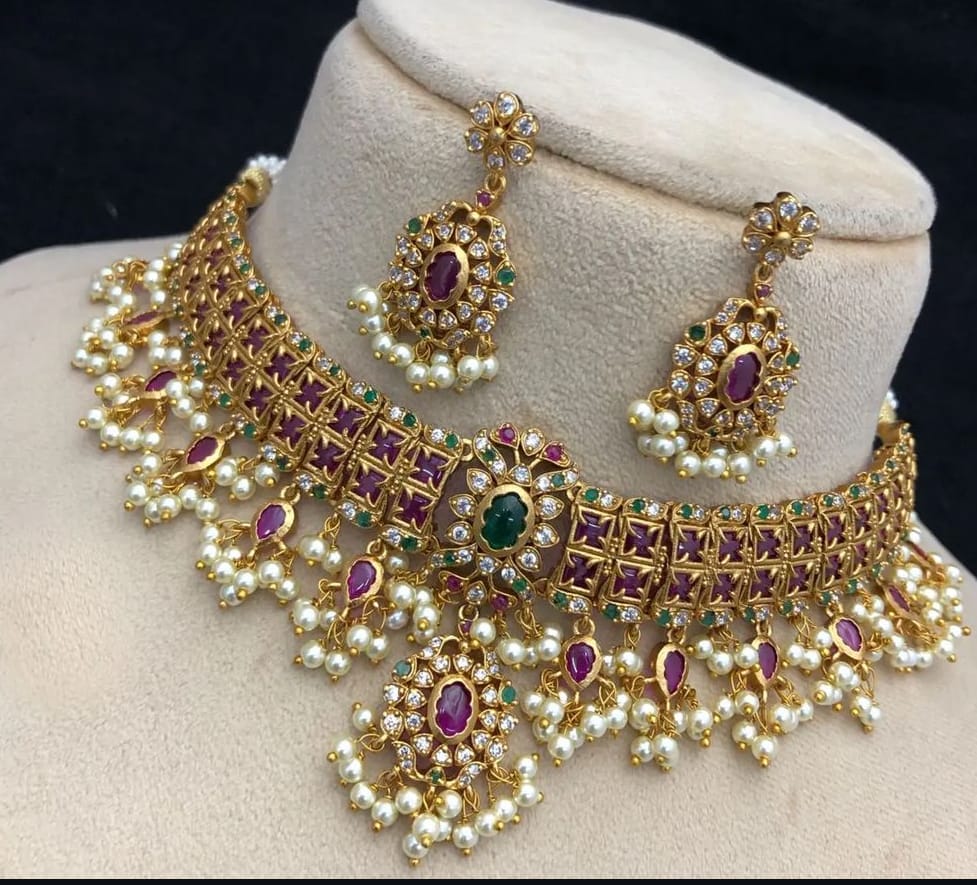 Jadau Bridal Choker Necklace - Aloro Jewels
