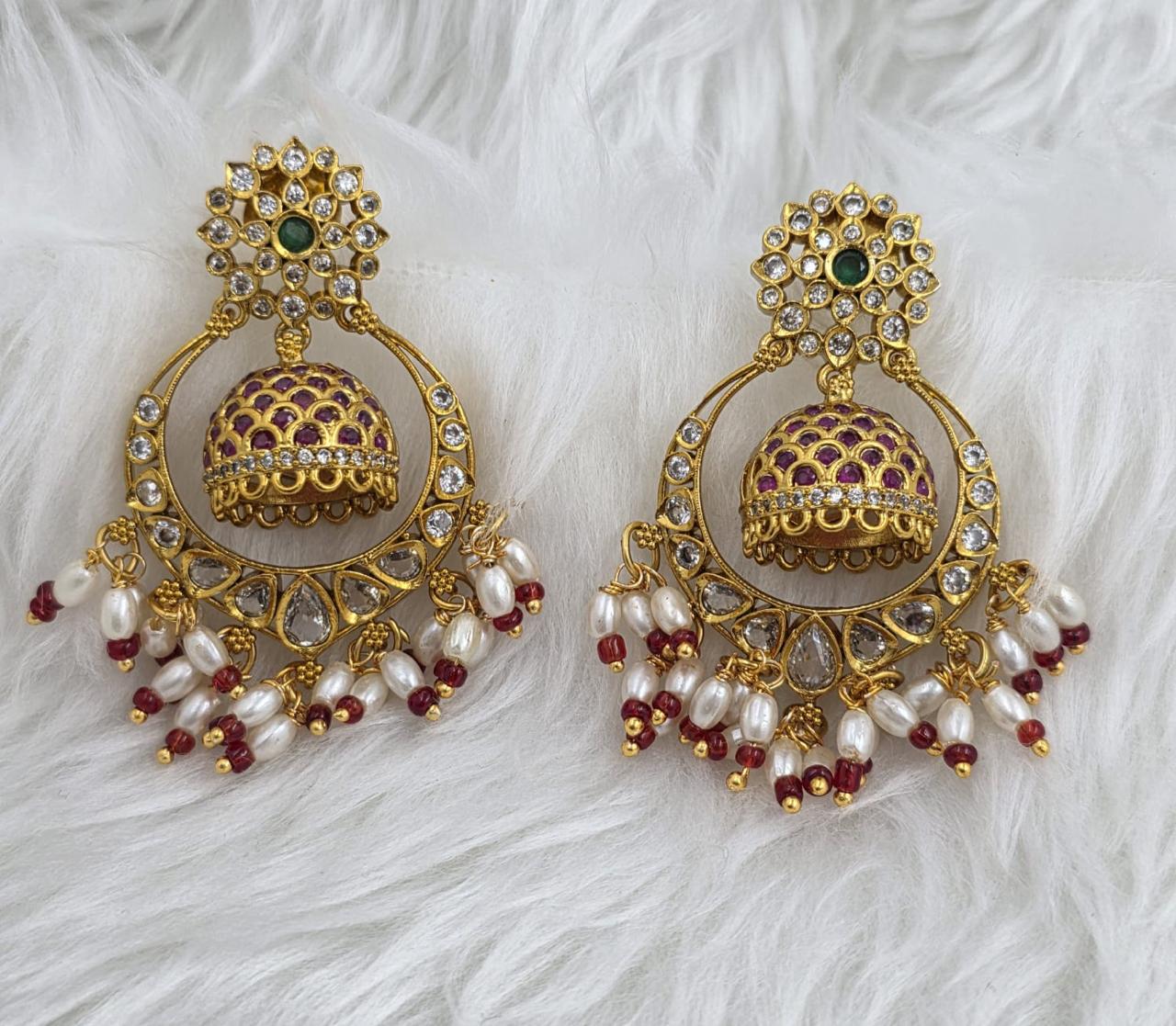 Kundan Handmade Chandbali - Aloro Jewels