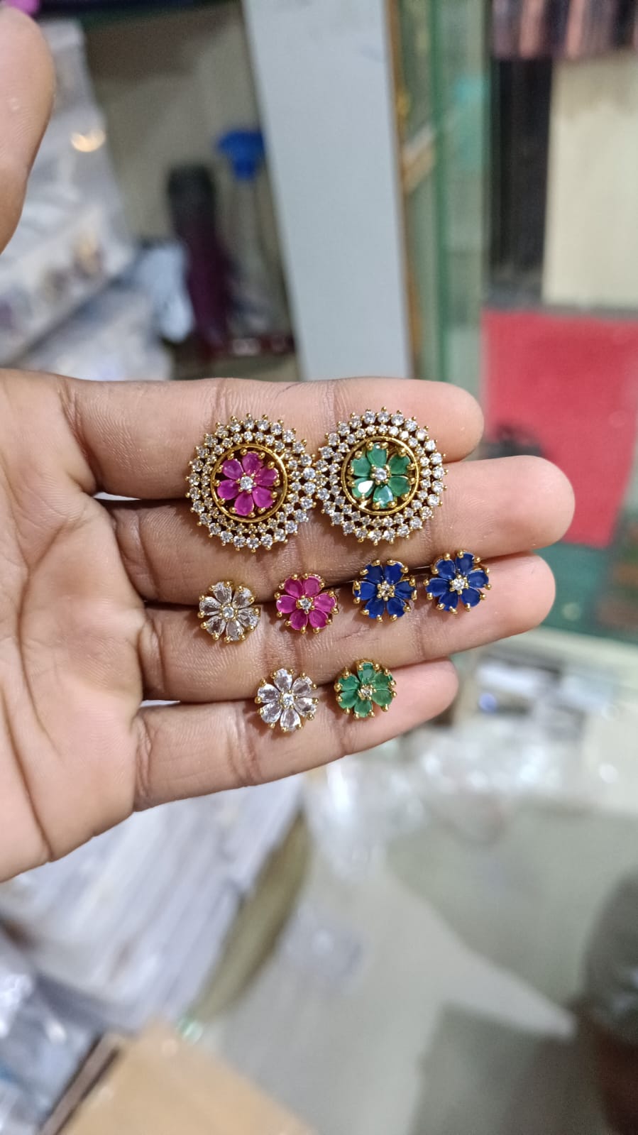 Dhanak Changeable Stone Stud Earrings - Aloro Jewels