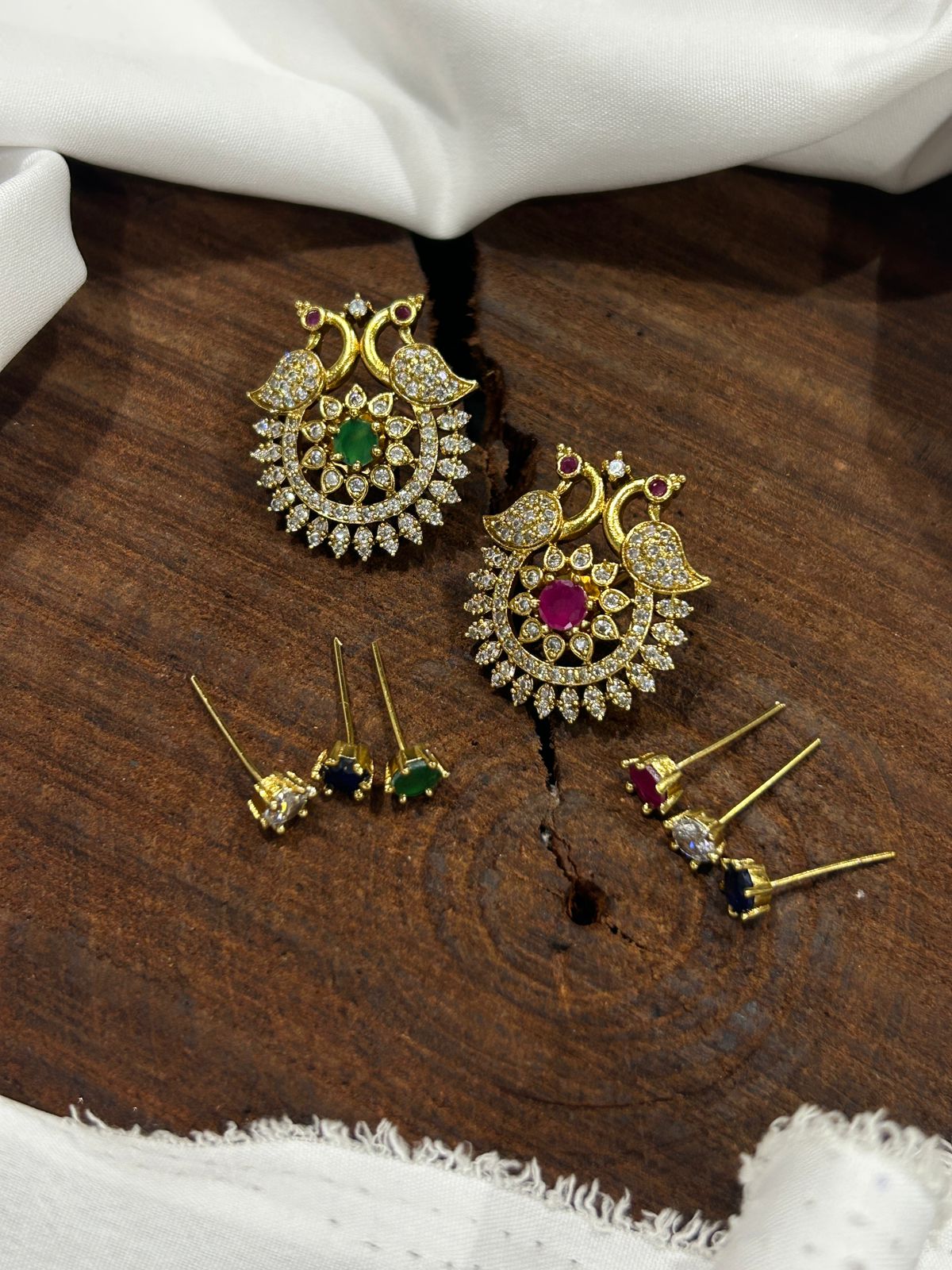 Peacock Changeable Colour Stone Earrings - Aloro Jewels