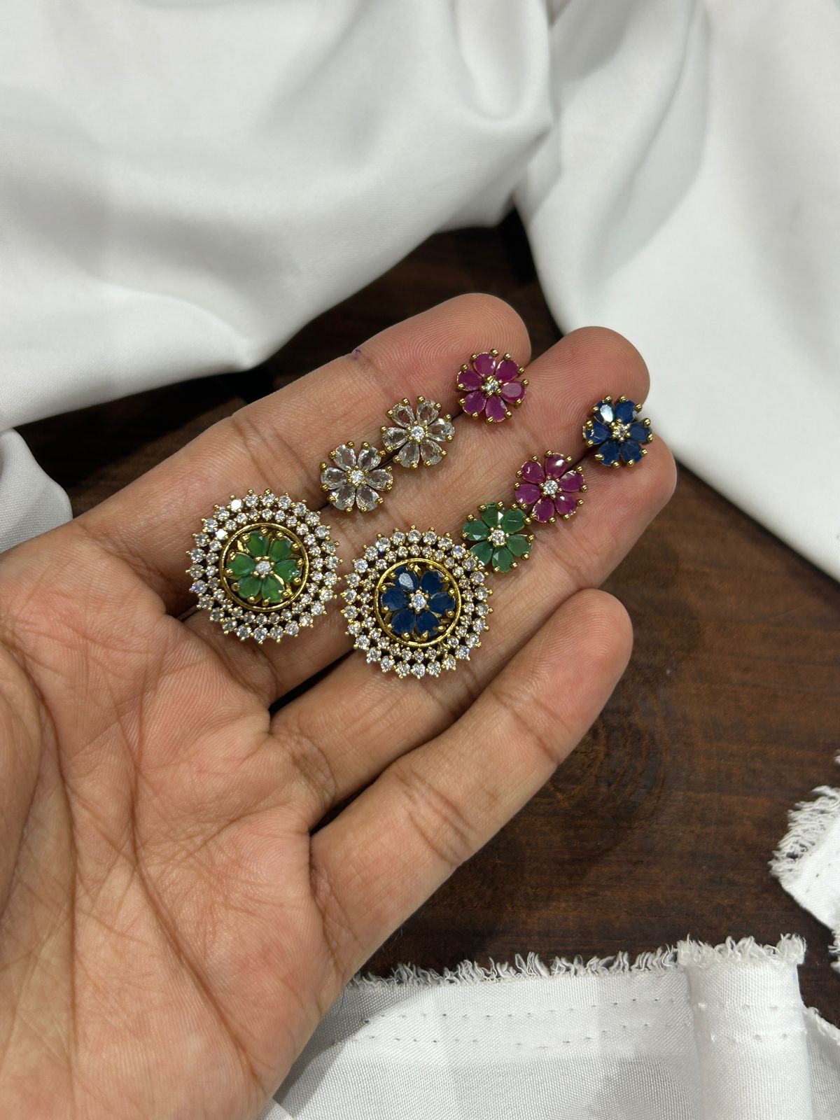 Dhanak Changeable Stone Stud Earrings - Aloro Jewels