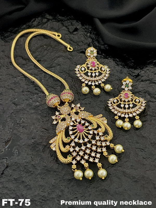 Moorni'' Peacock Chain Style Necklace - Aloro Jewels
