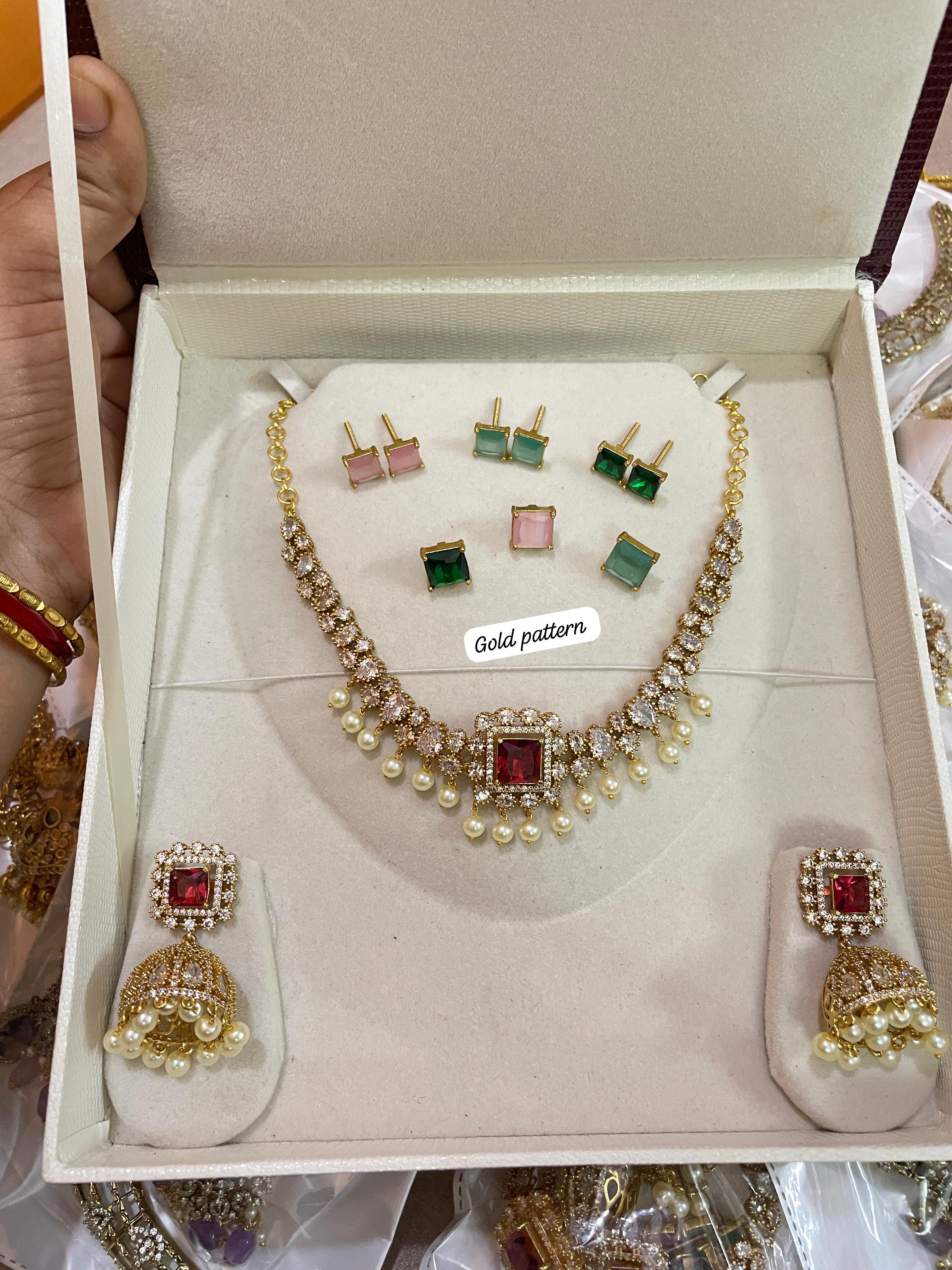 Mossinate Diamond Necklace With Changeable Stones - Aloro Jewels