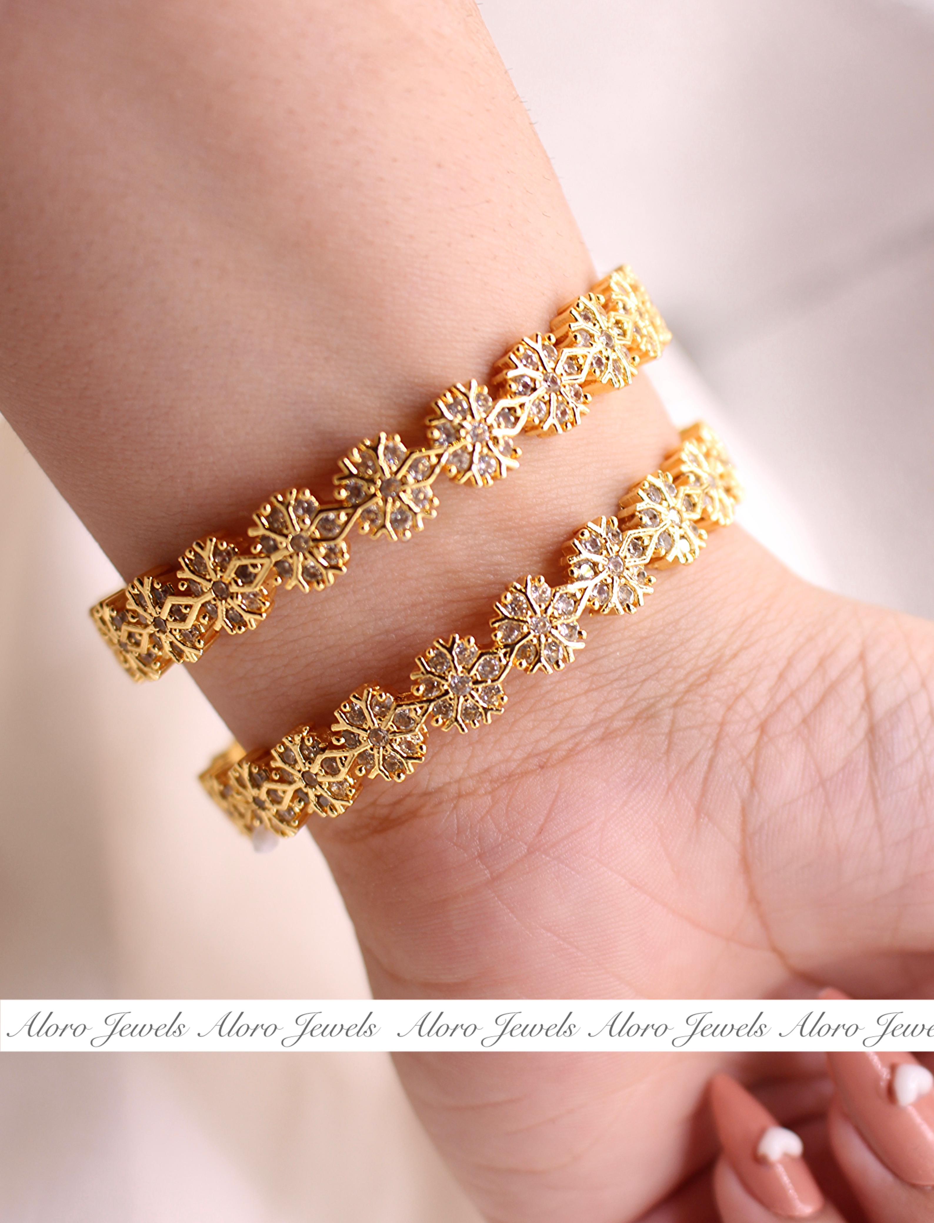 Bamyan Gold Plated Jadau Bangles - Aloro Jewels