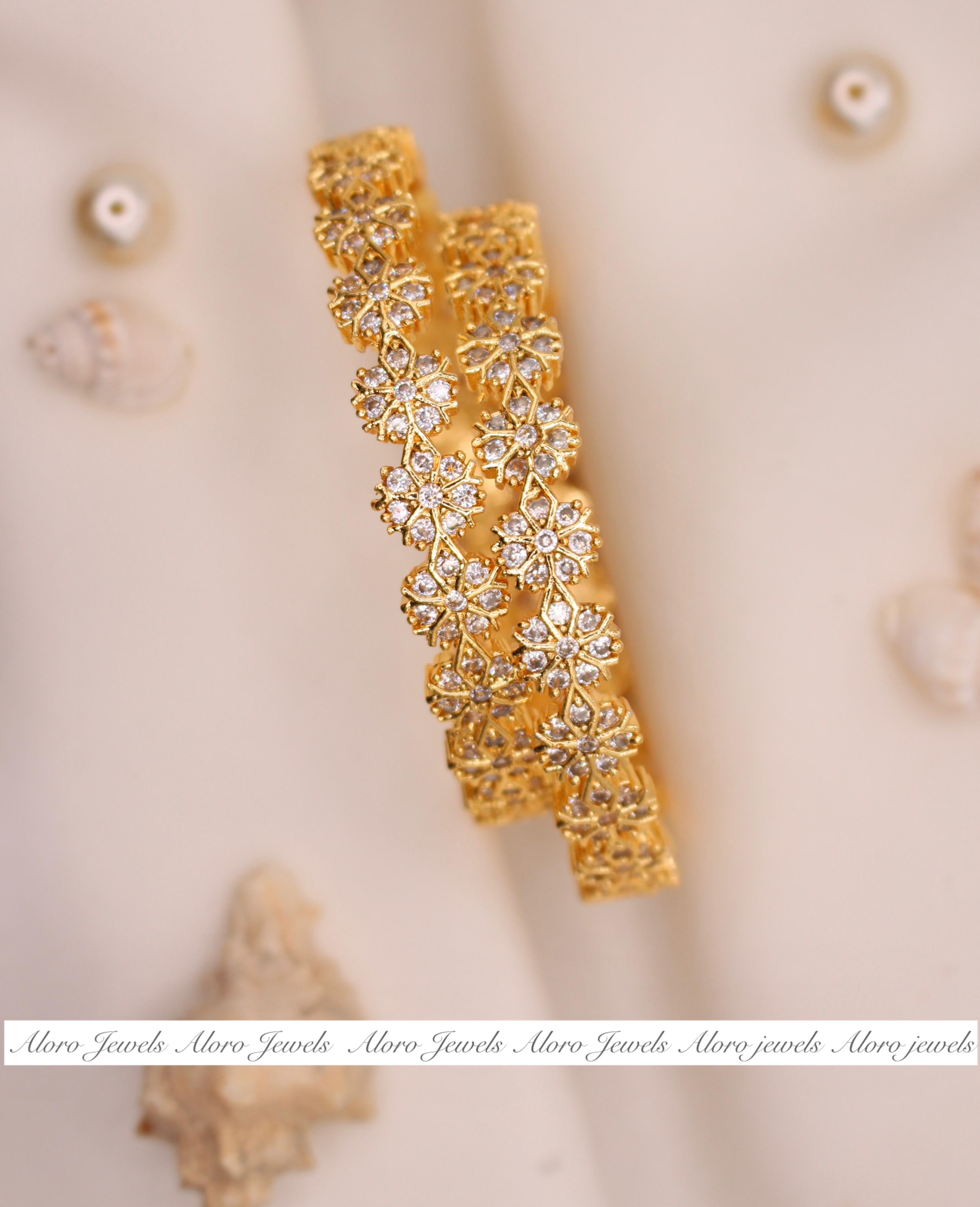Bamyan Gold Plated Jadau Bangles - Aloro Jewels
