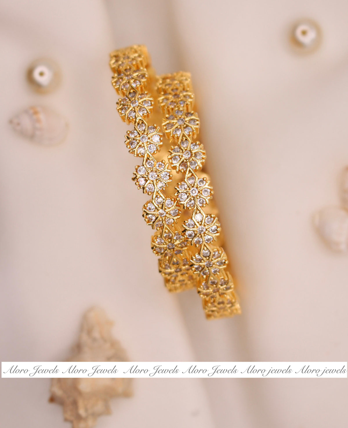 Bamyan Gold Plated Jadau Bangles - Aloro Jewels