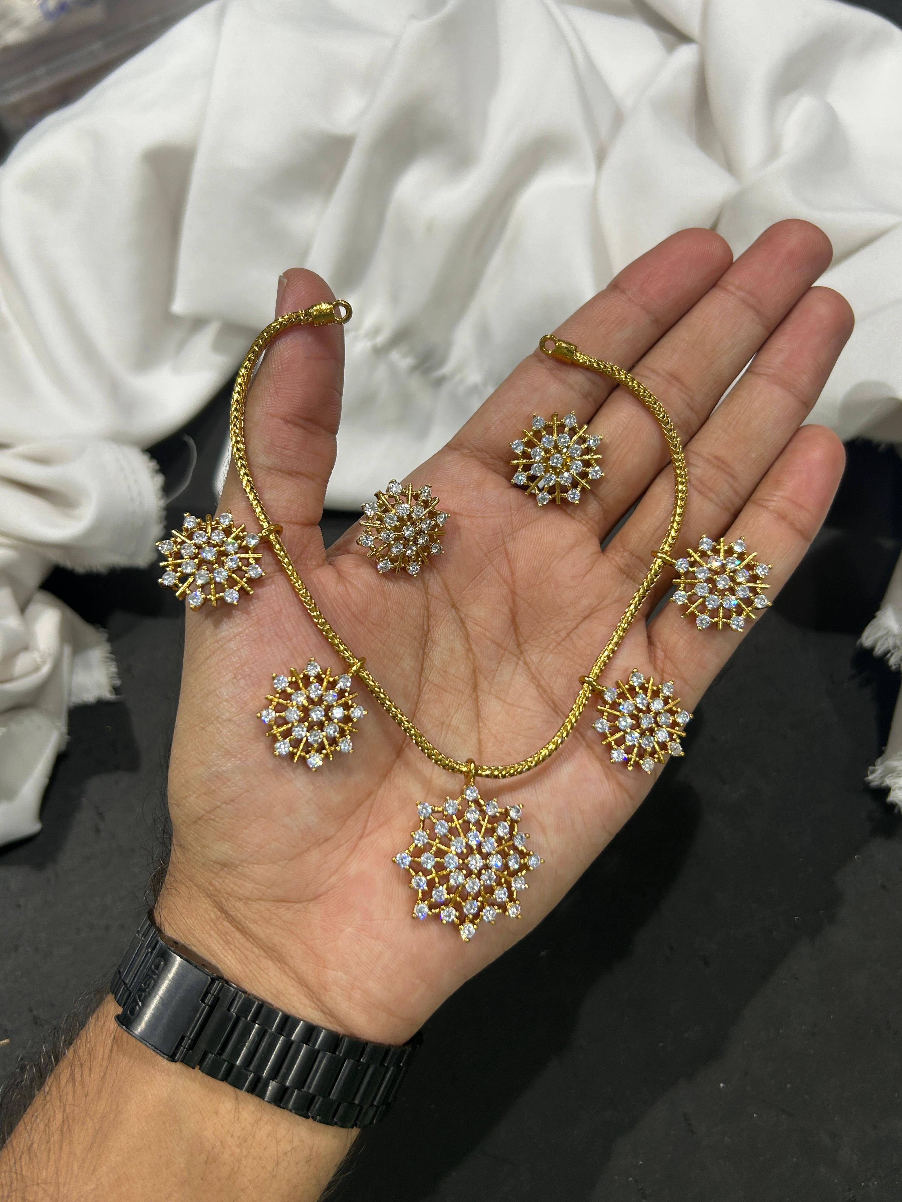 Khushboo Gold Plated Diamond Necklace - Aloro Jewels