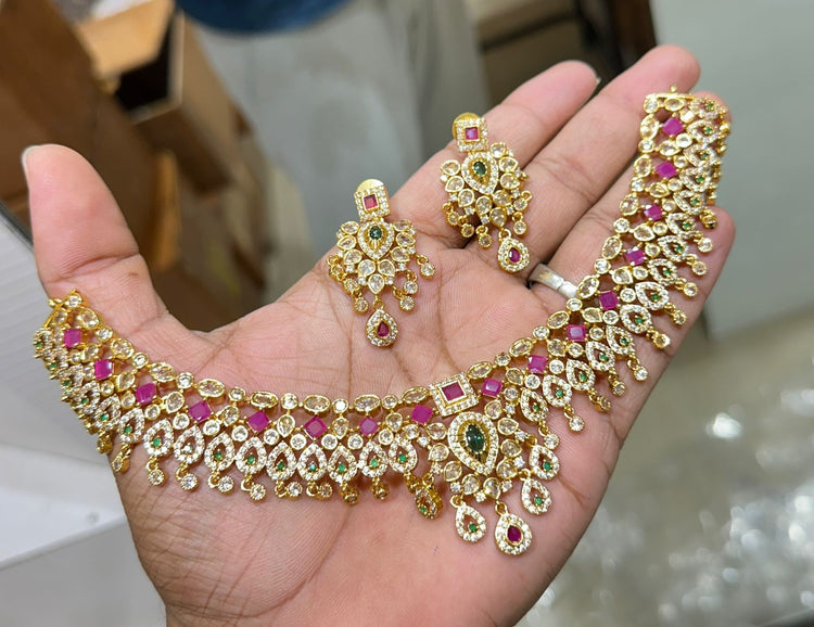Bridal Necklace With Diamonds And Rubies - Aloro Jewels
