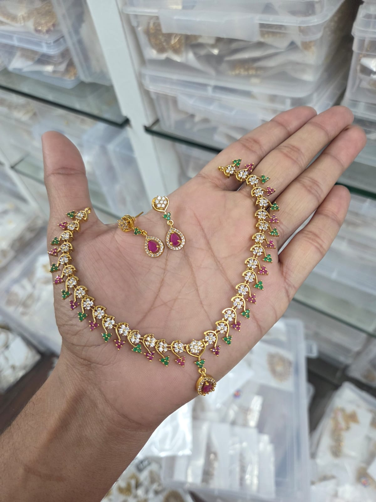 Diamond Designer Red Set - Aloro Jewels
