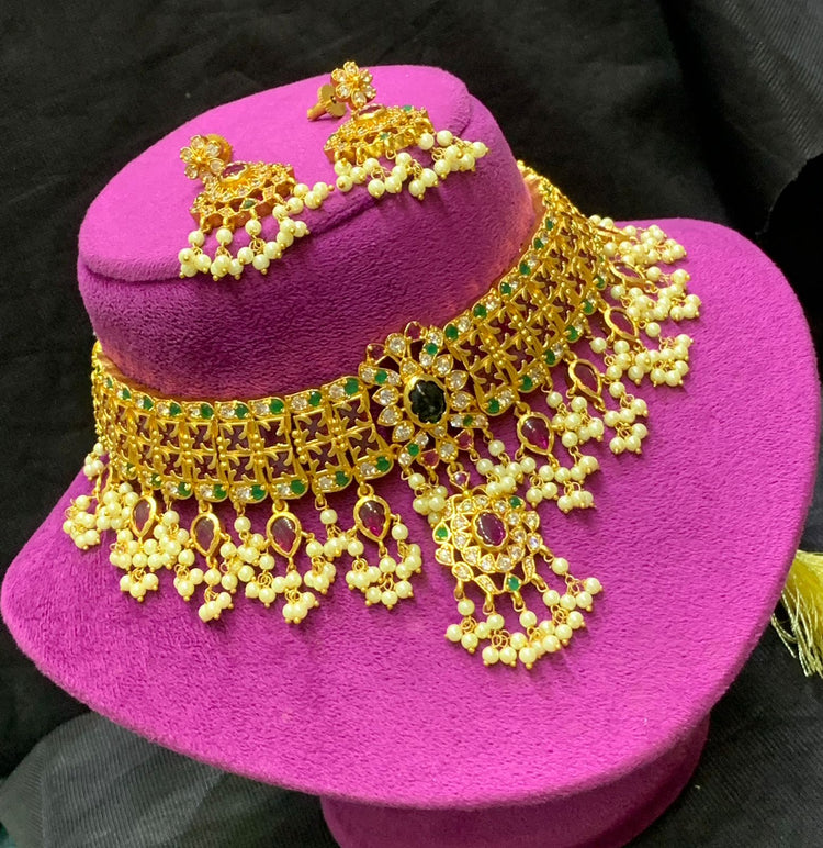 Jadau Bridal Choker Necklace - Aloro Jewels