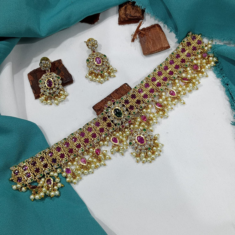 Jadau Bridal Choker Necklace - Aloro Jewels