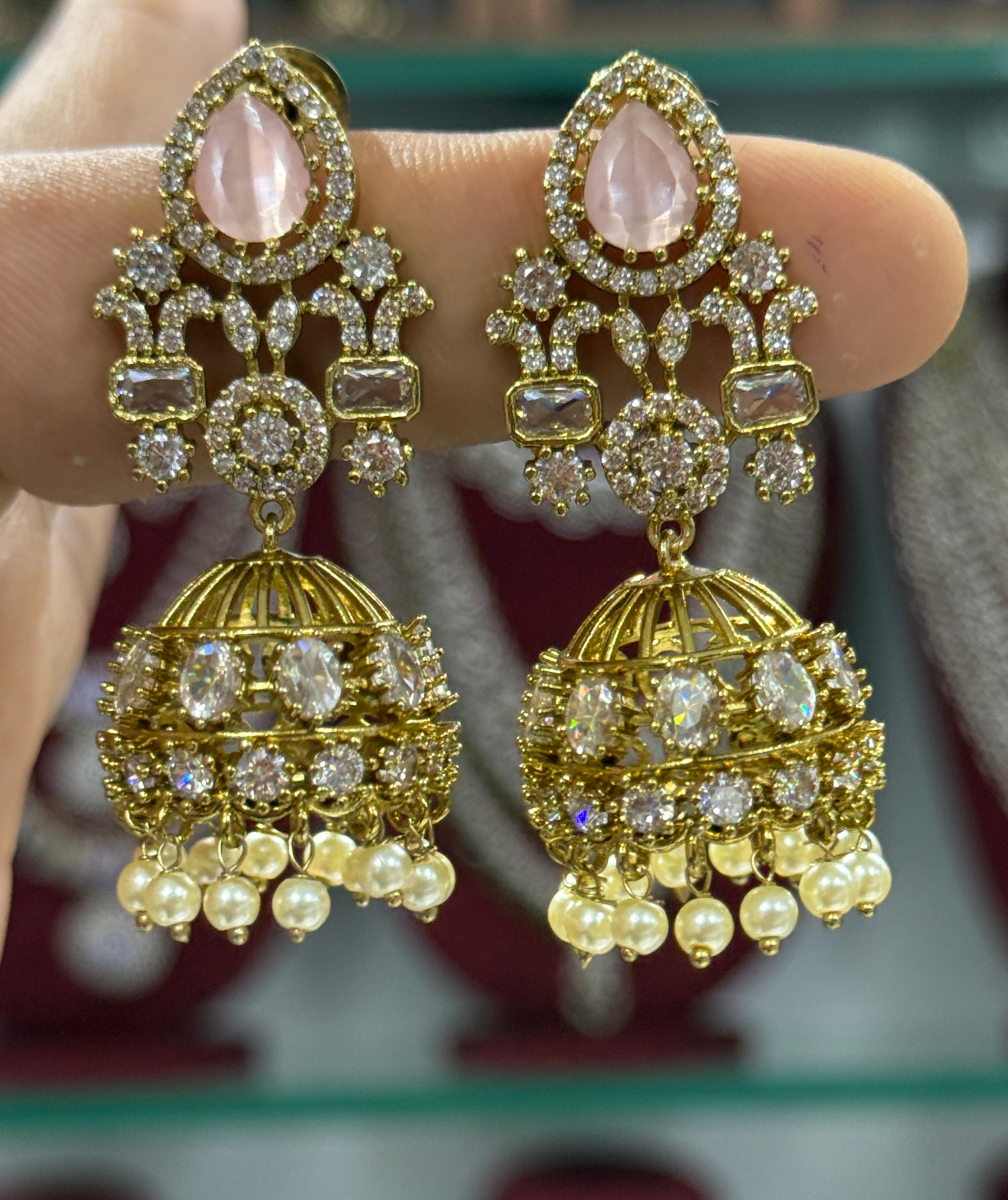 Mossinate Diamond Jhumki - Aloro Jewels