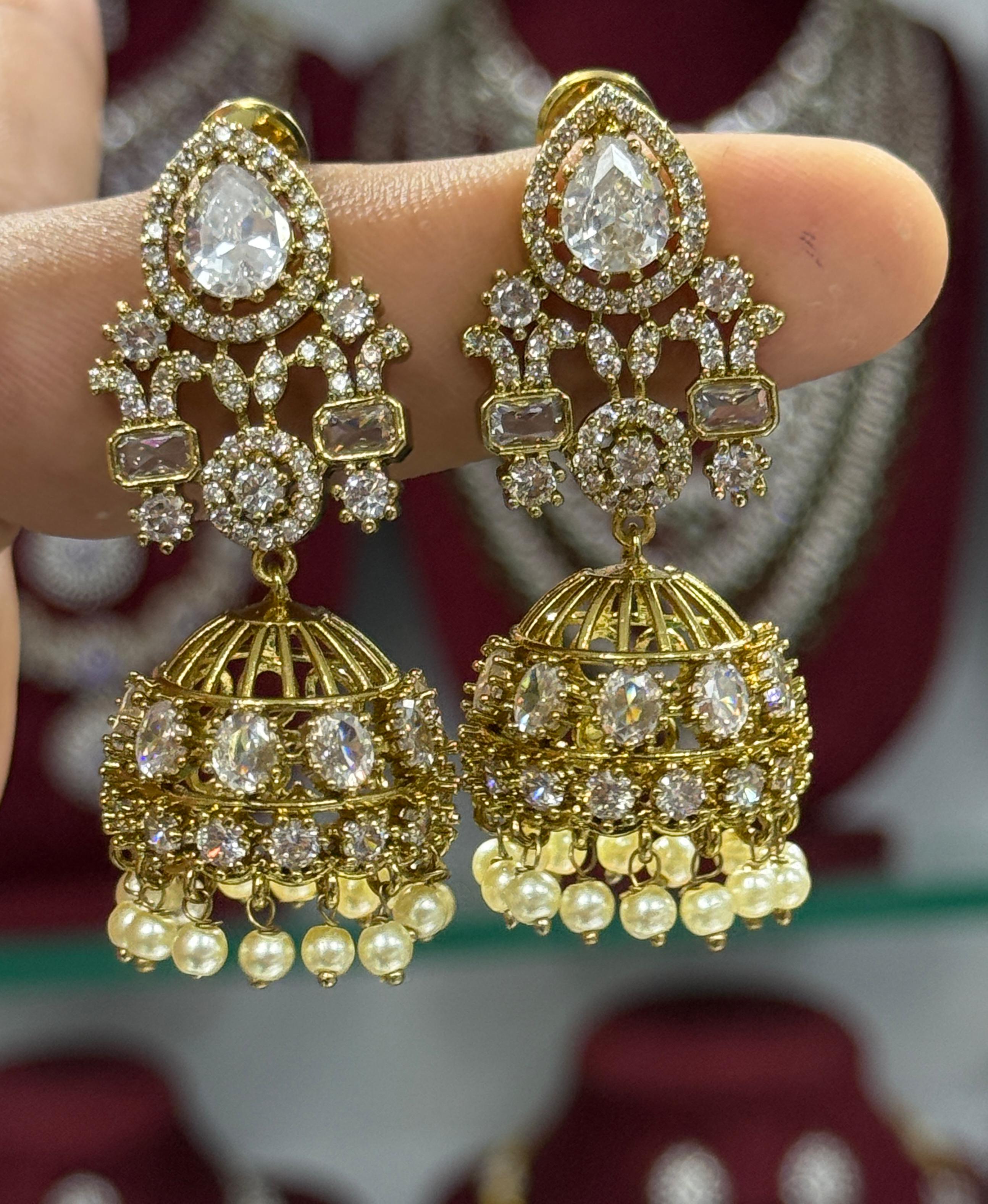 Mossinate Diamond Jhumki - Aloro Jewels