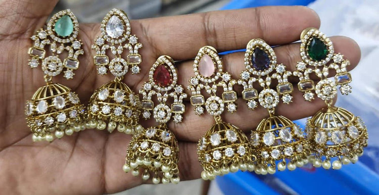 Mossinate Diamond Jhumki - Aloro Jewels