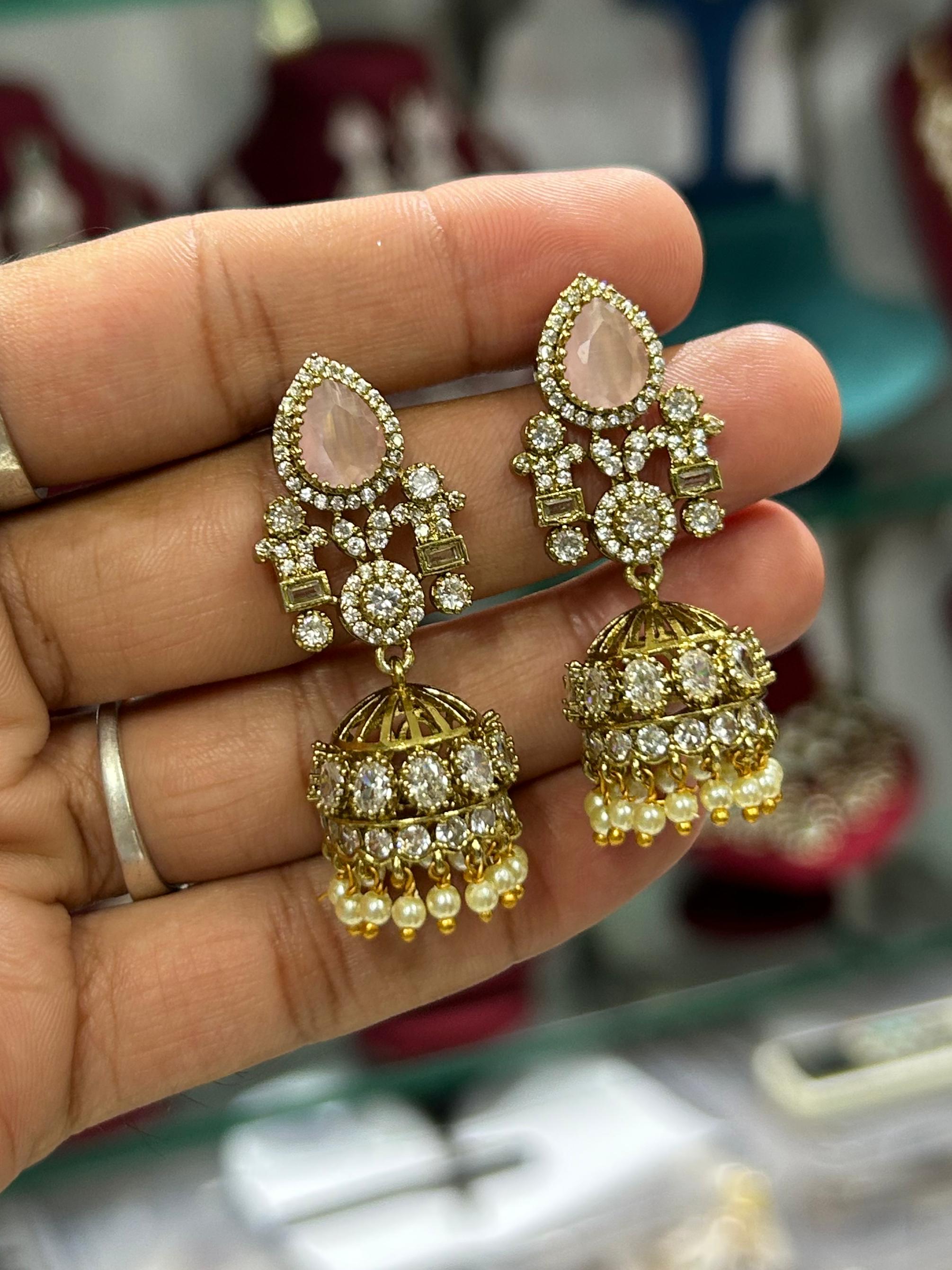 Mossinate Diamond Jhumki - Aloro Jewels