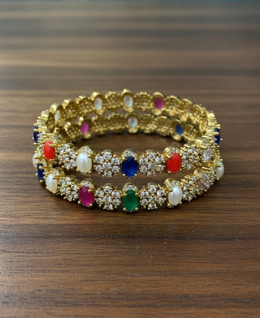 Naurattan Style Kangan - Aloro Jewels