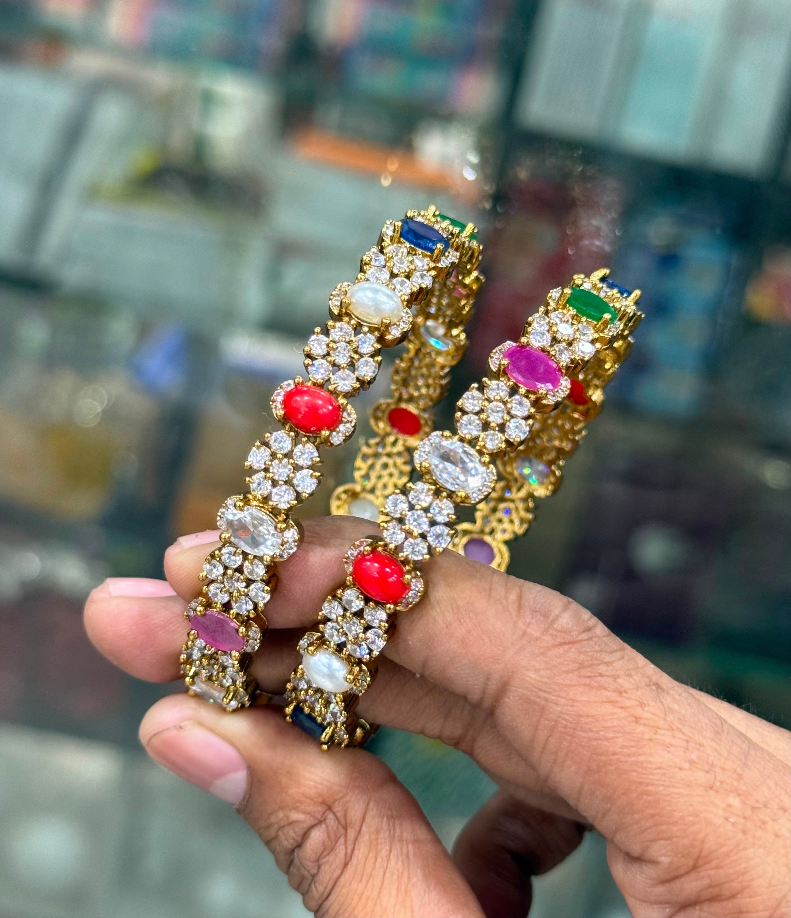 Naurattan Style Kangan - Aloro Jewels