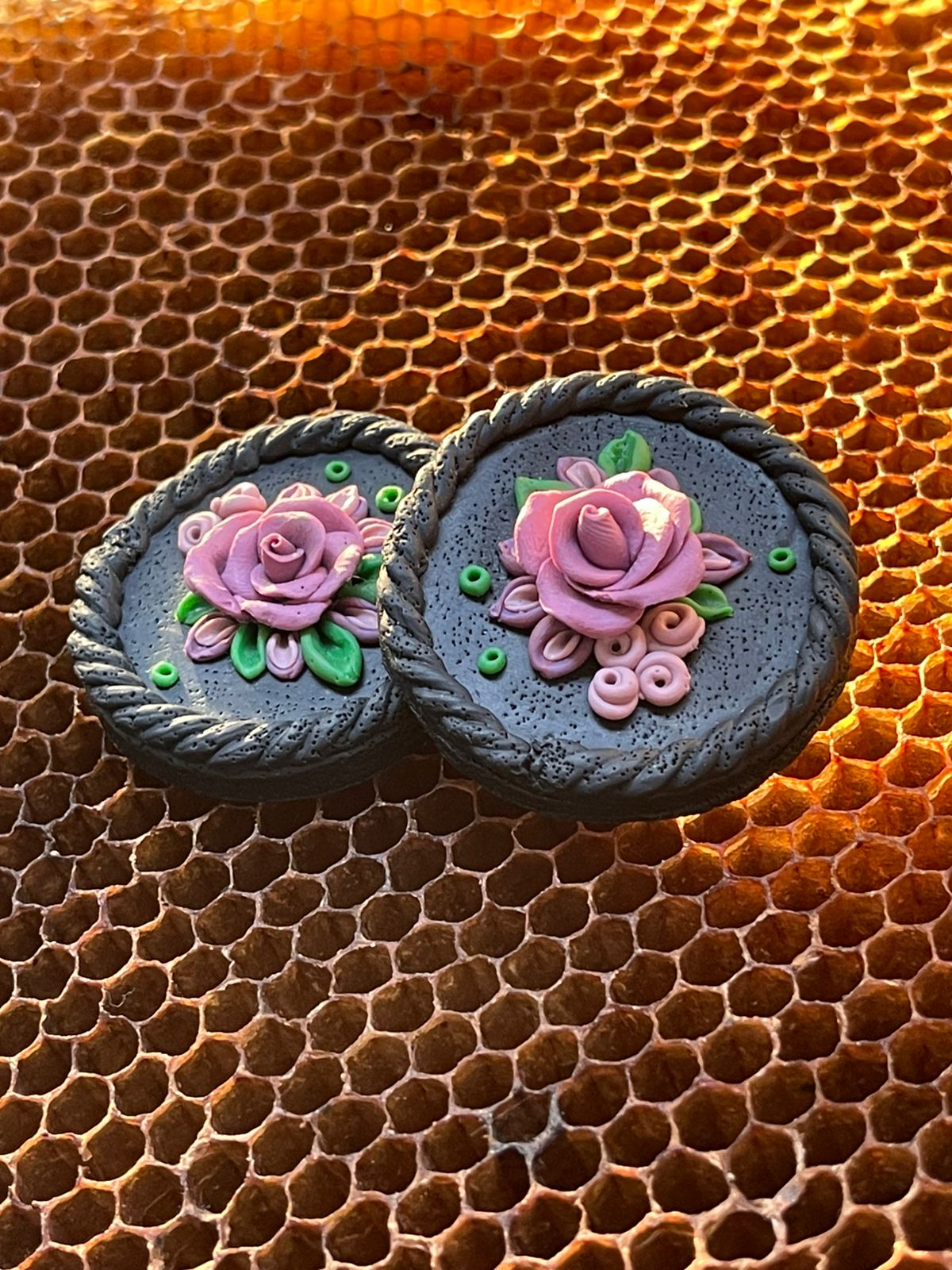 Black Floral Studs - Clay Boutique