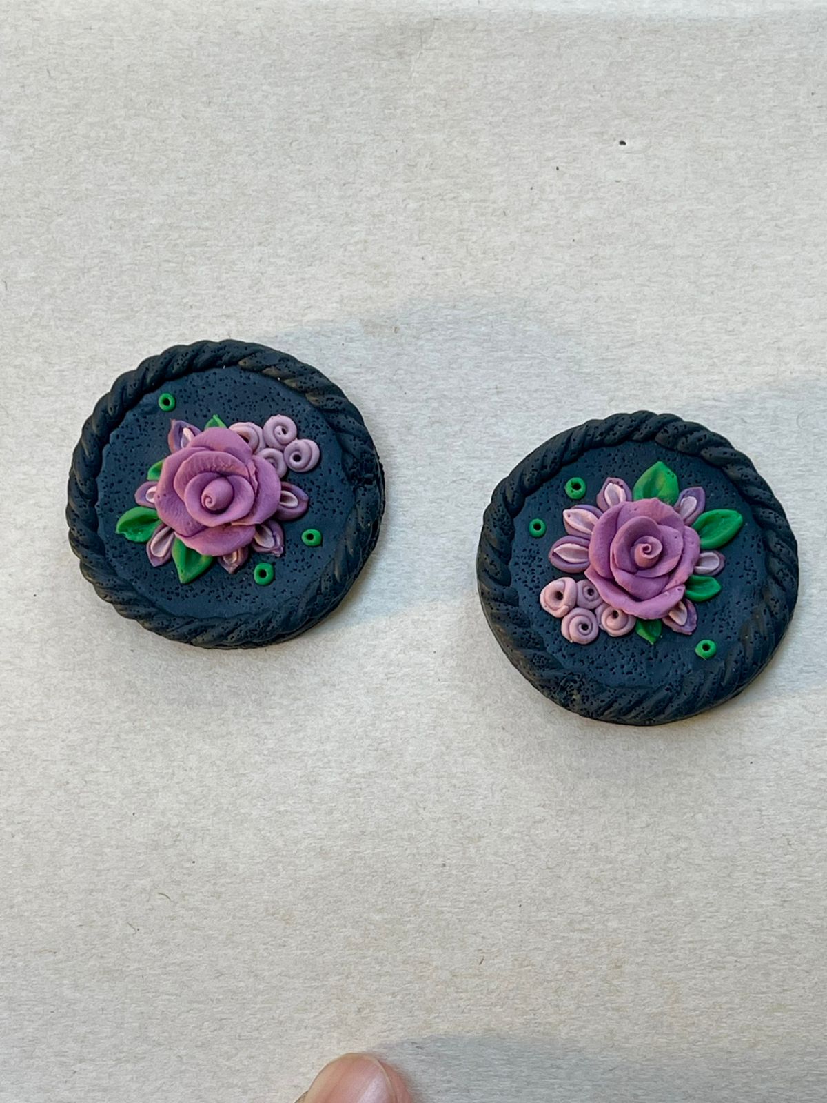 Black Floral Studs - Clay Boutique
