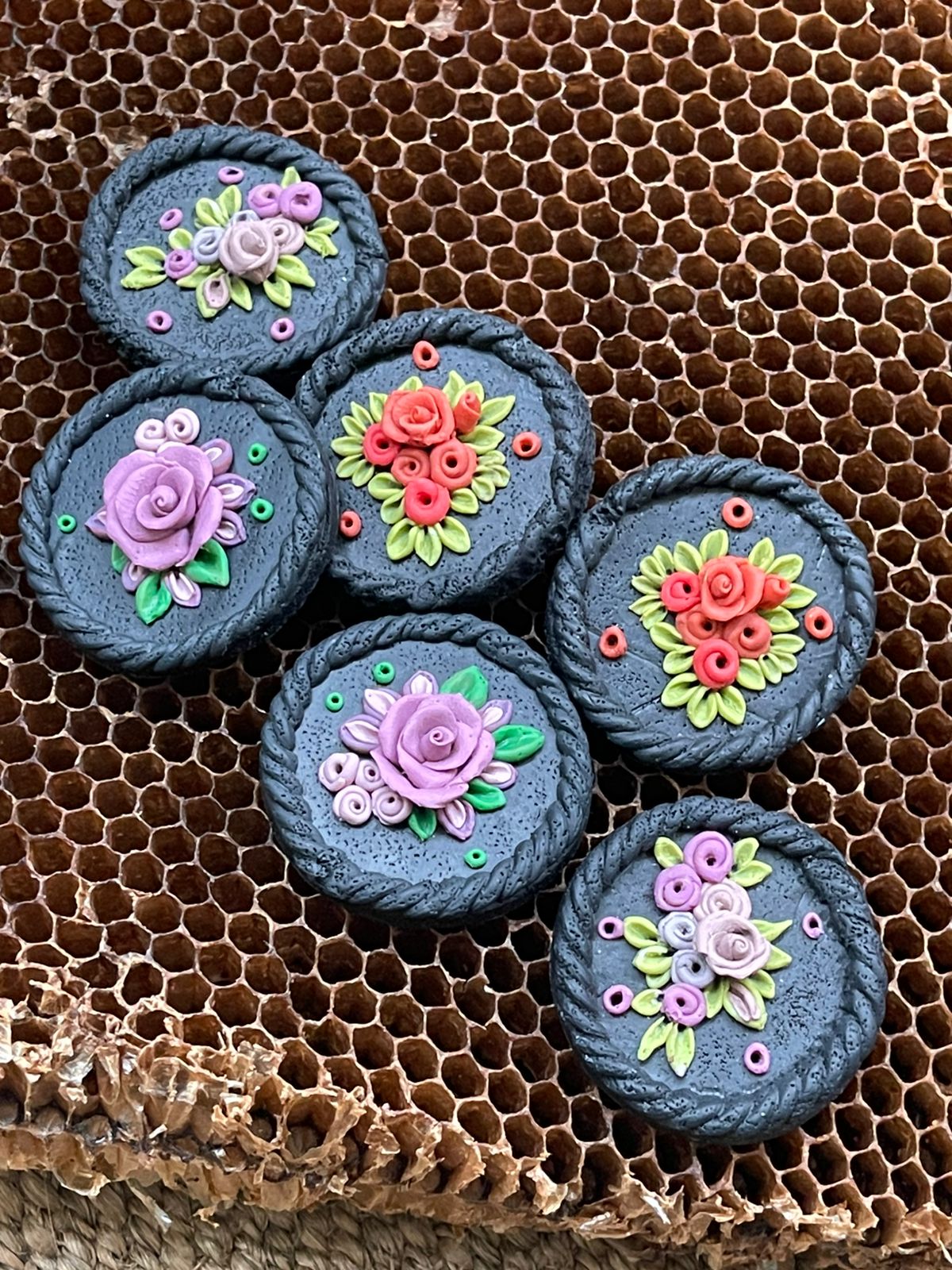 Black Floral Studs - Clay Boutique