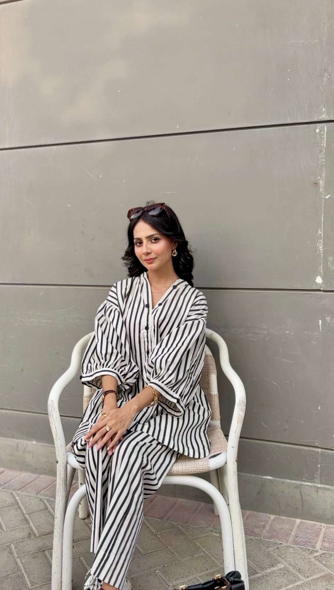 Women's Striped Cotton Co-Ord Set – 2 Piece Suit