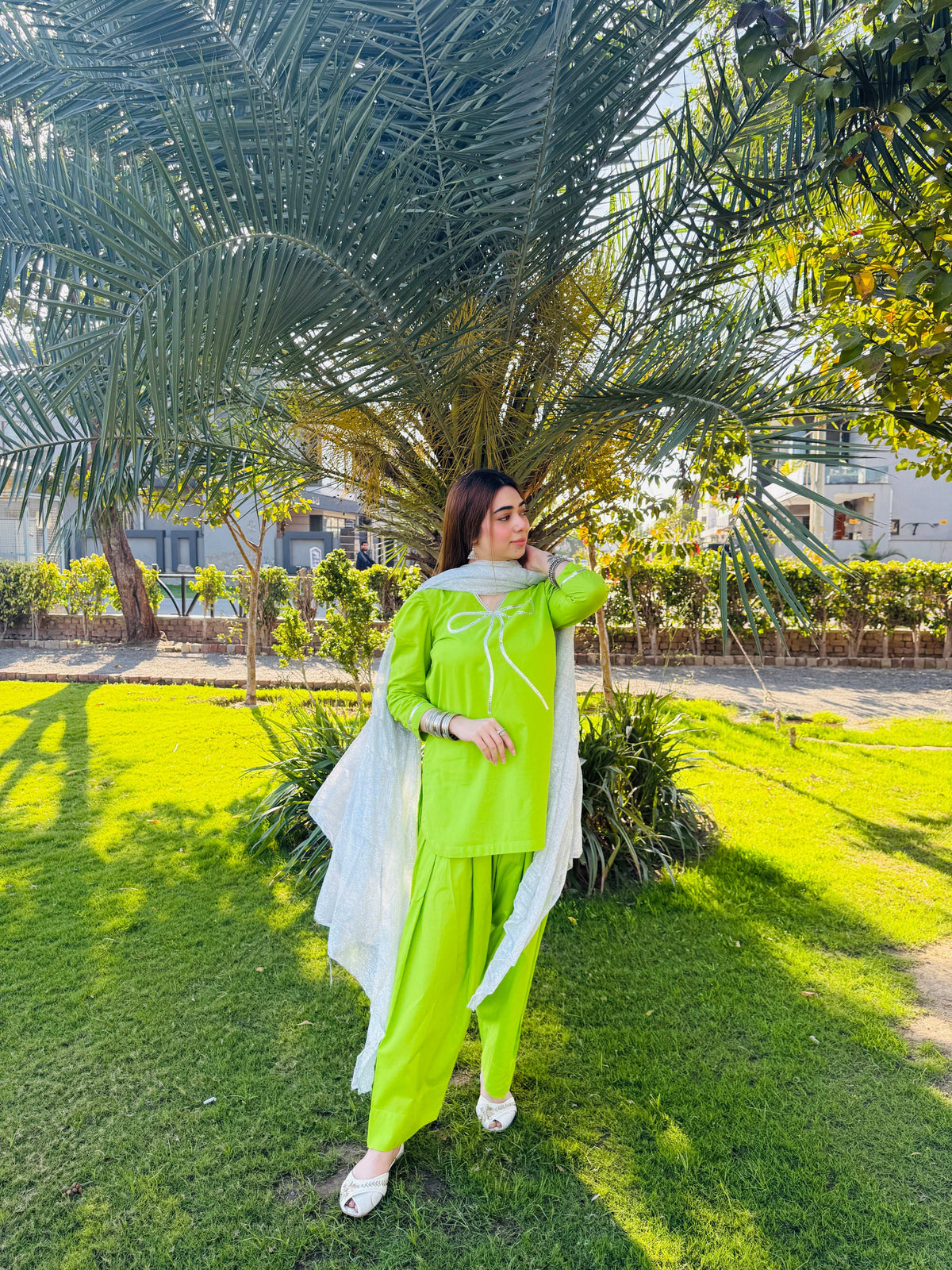 2 Piece Lawn Embellished  Co- Ord Set with Farshi Shalwar