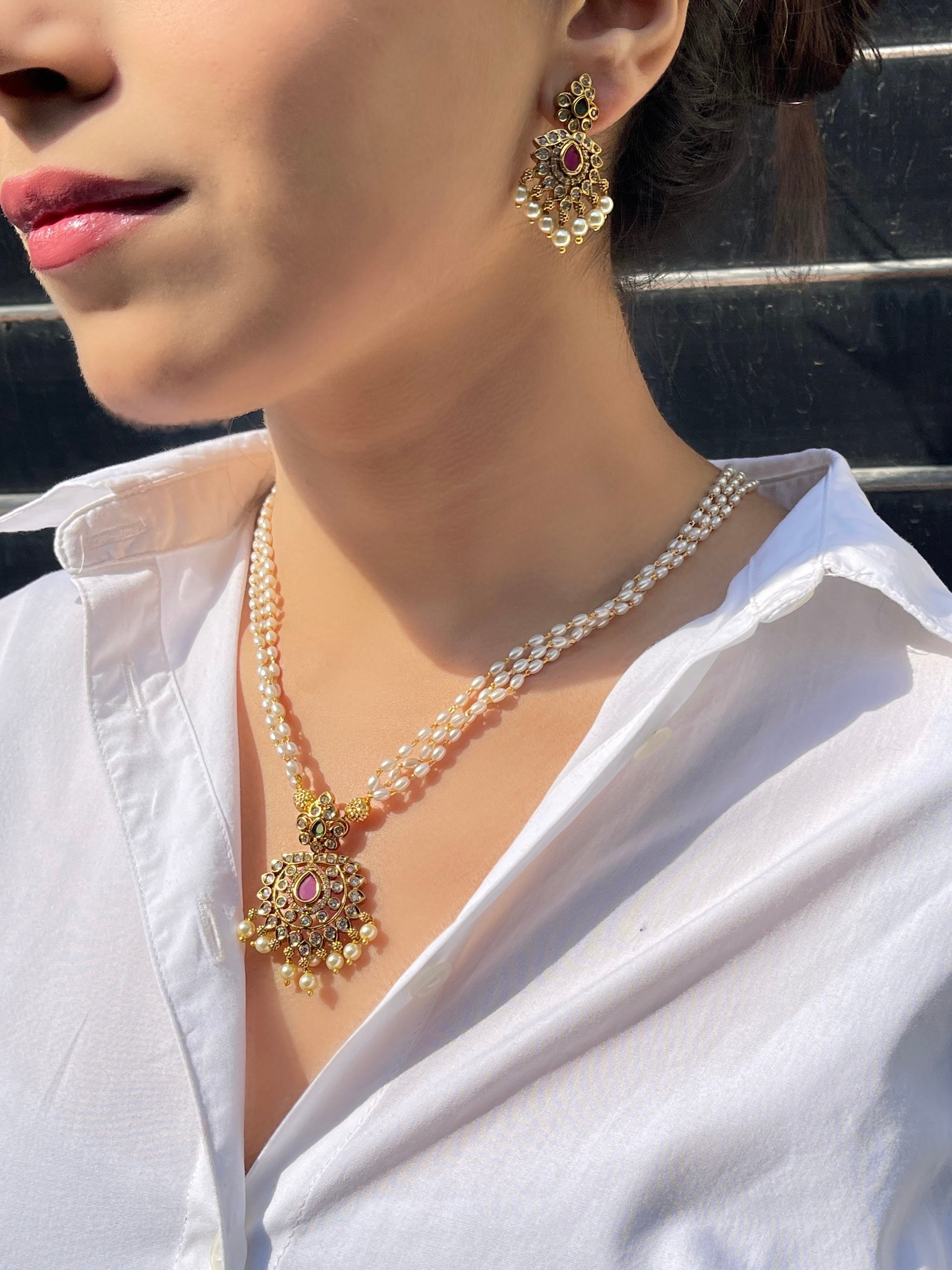 Phool Jadau Mala Set - Aloro Jewels