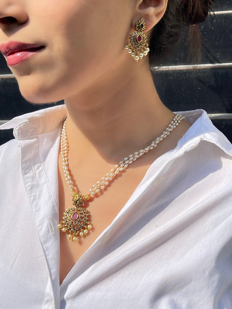 Phool Jadau Mala Set - Aloro Jewels
