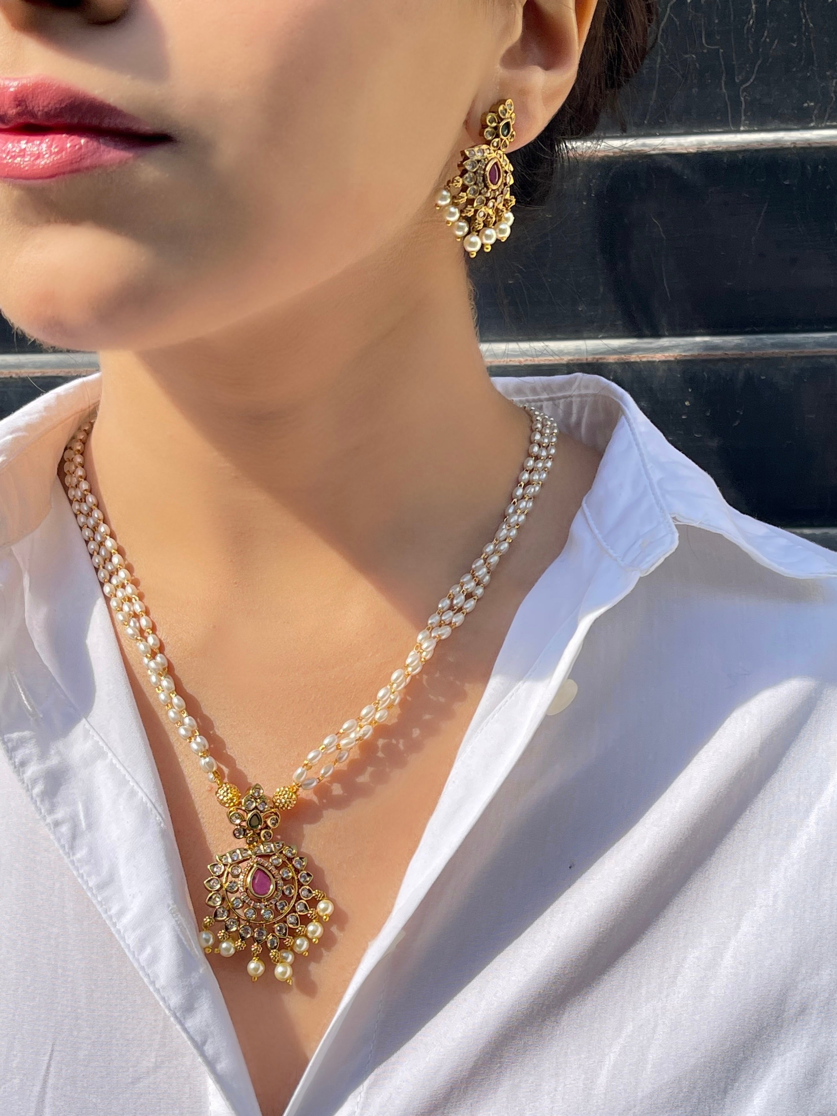 Phool Jadau Mala Set - Aloro Jewels