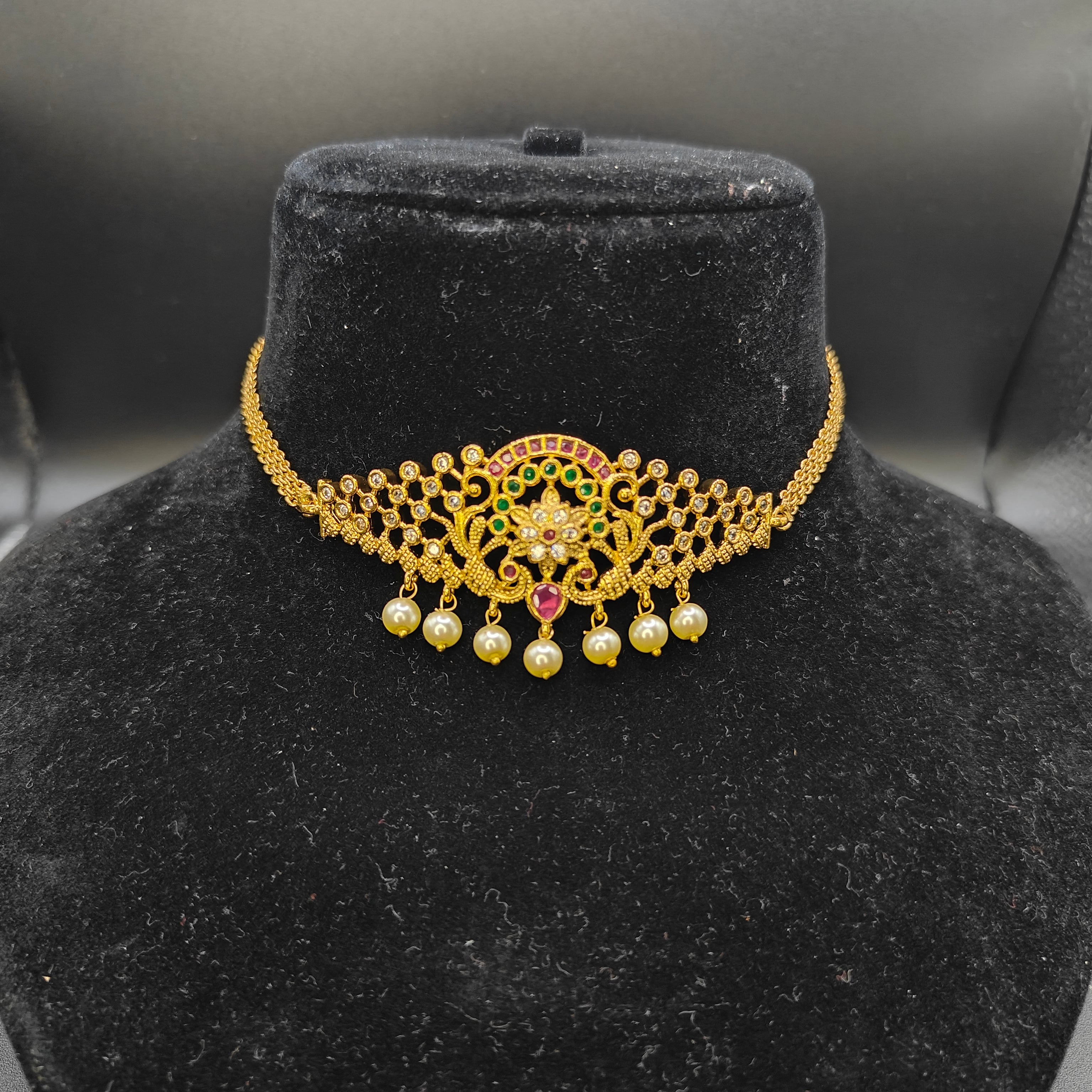 Gold Plated Statement Choker Necklace - Aloro Jewels