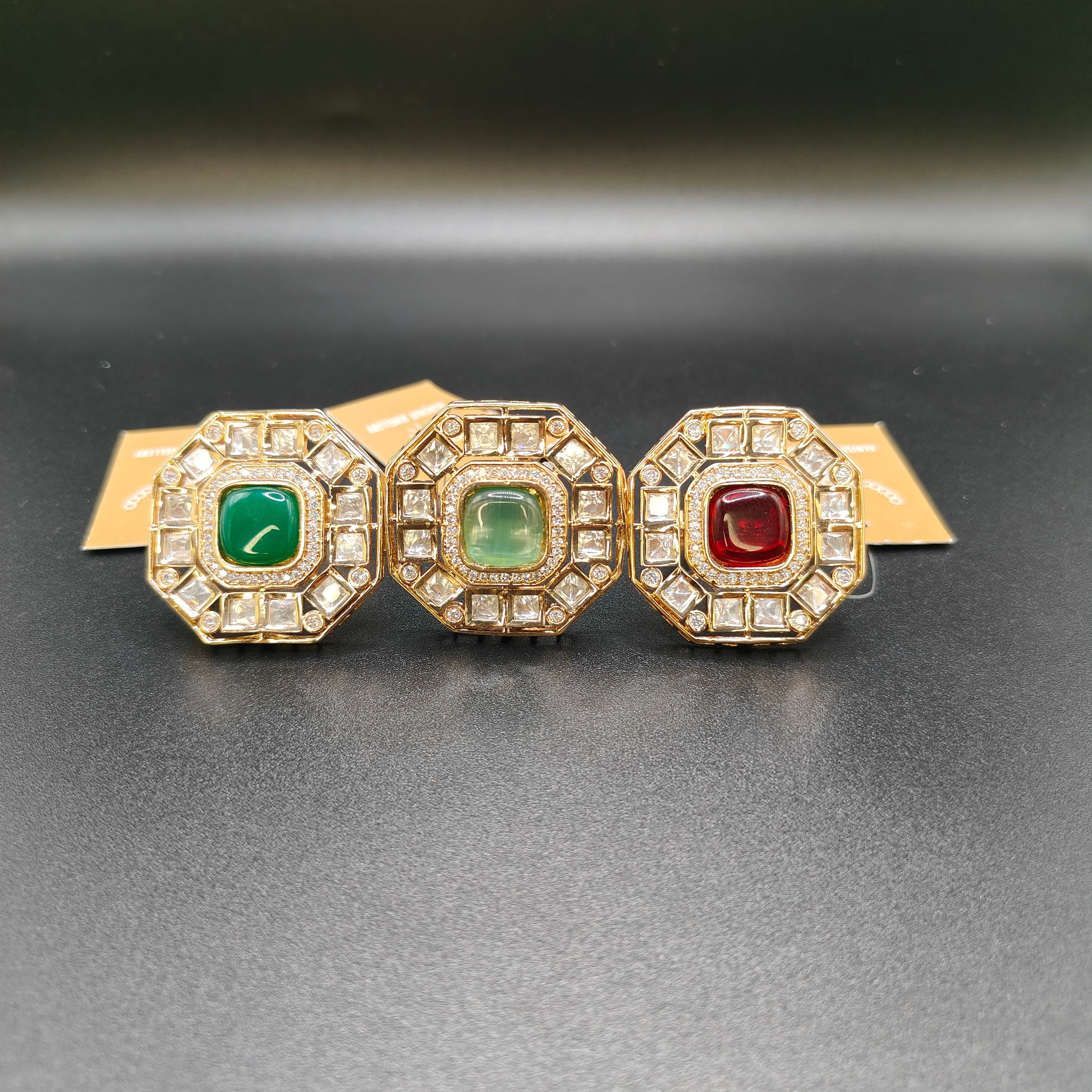 Gold Plated Kundan Rings - Aloro Jewels