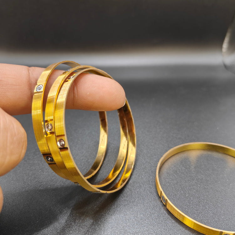 Gold Plated Statement Bangles - Aloro Jewels