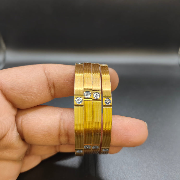 Gold Plated Statement Bangles - Aloro Jewels
