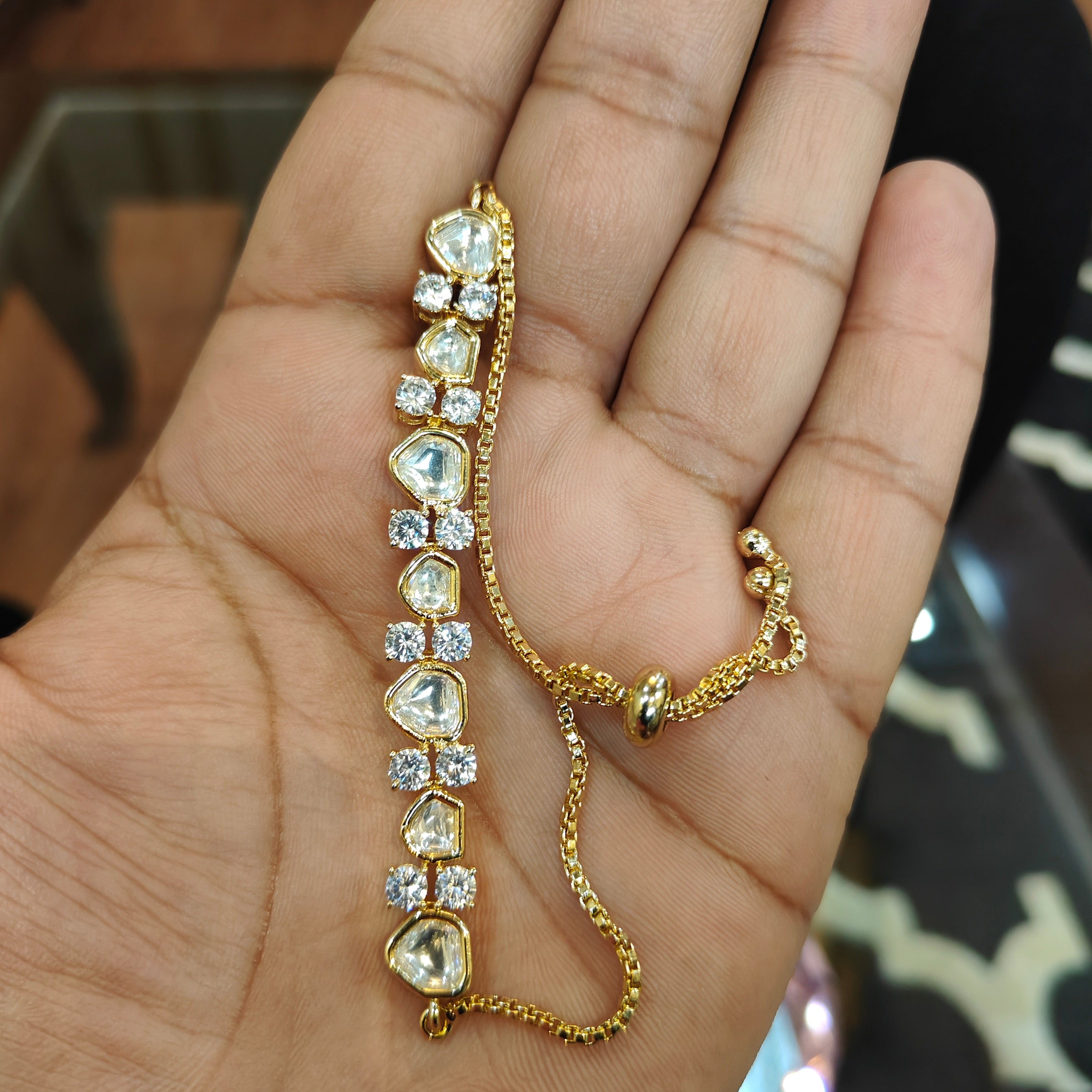 Gold Plated Kundan Bracelet - Aloro Jewels