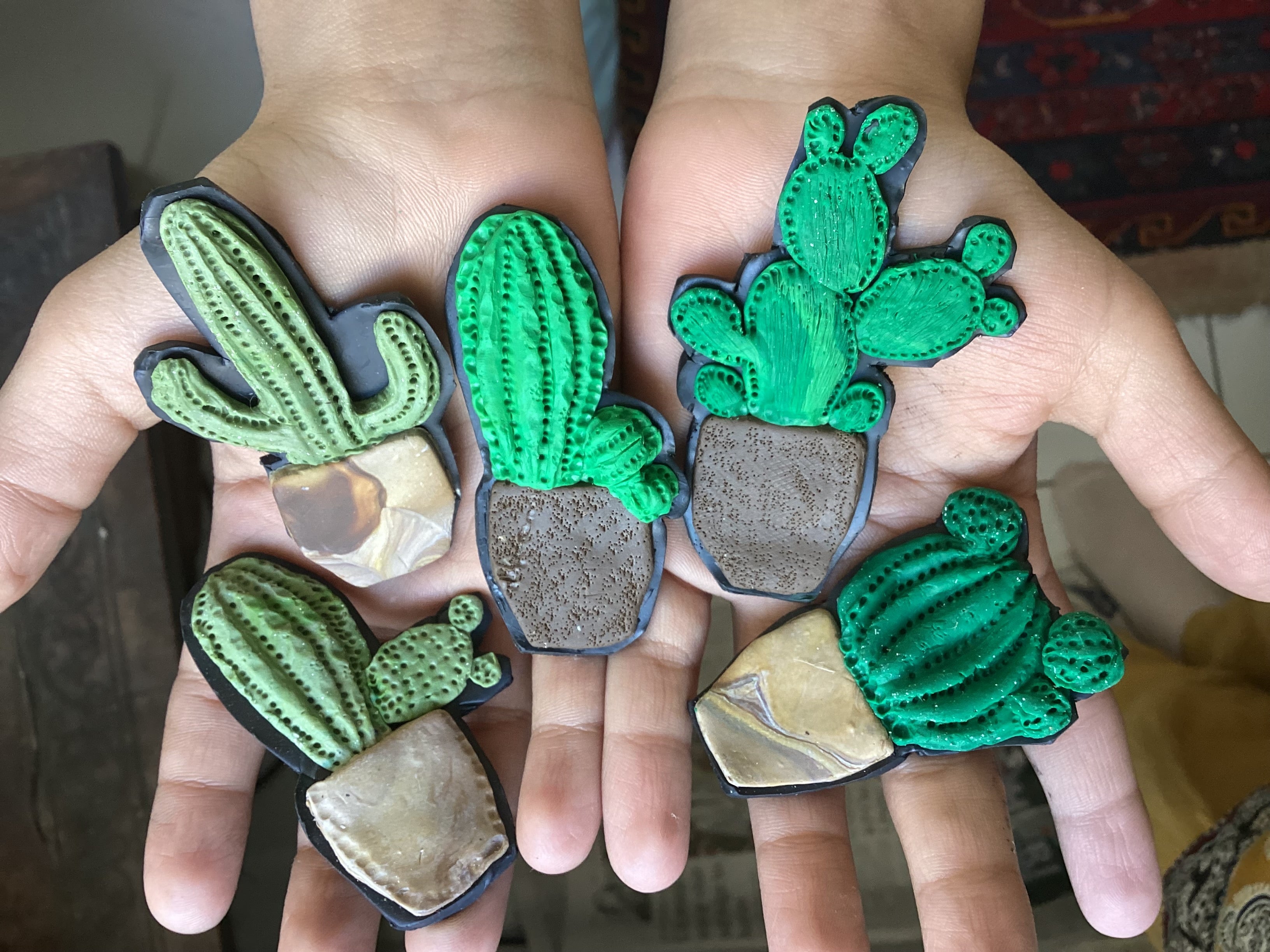 Cactus fridge magnets - Clay Boutique