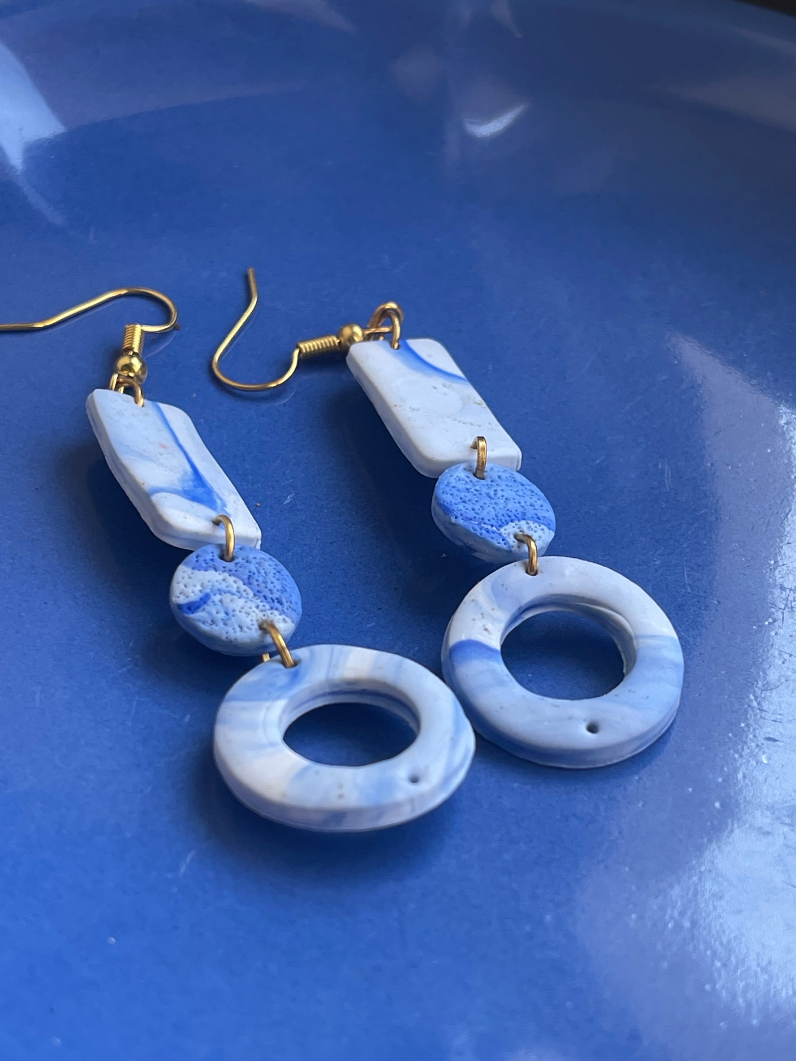 Springs- Blue Marble Earrings - Clay Boutique