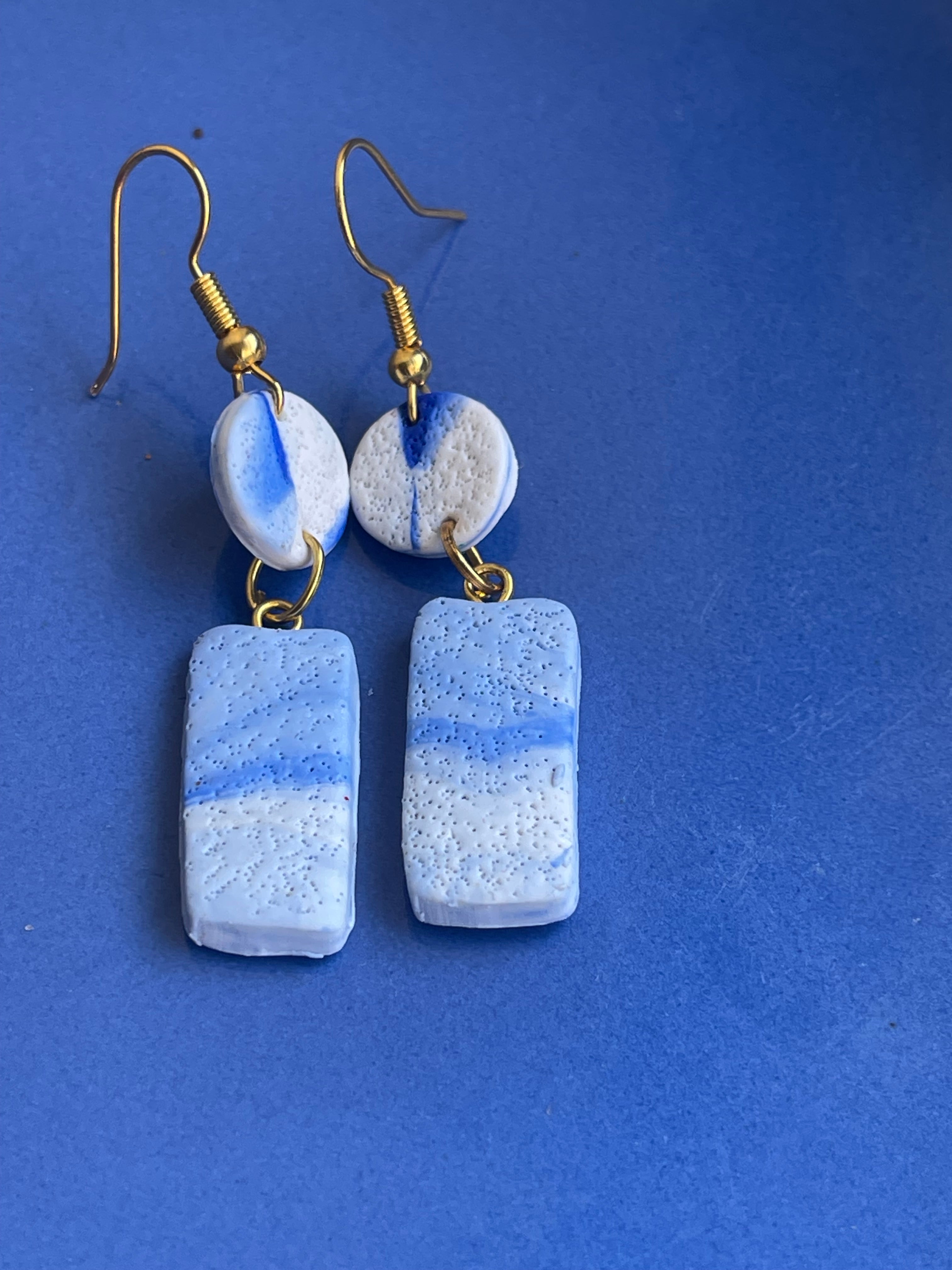 Springs- Blue Marble Earrings - Clay Boutique